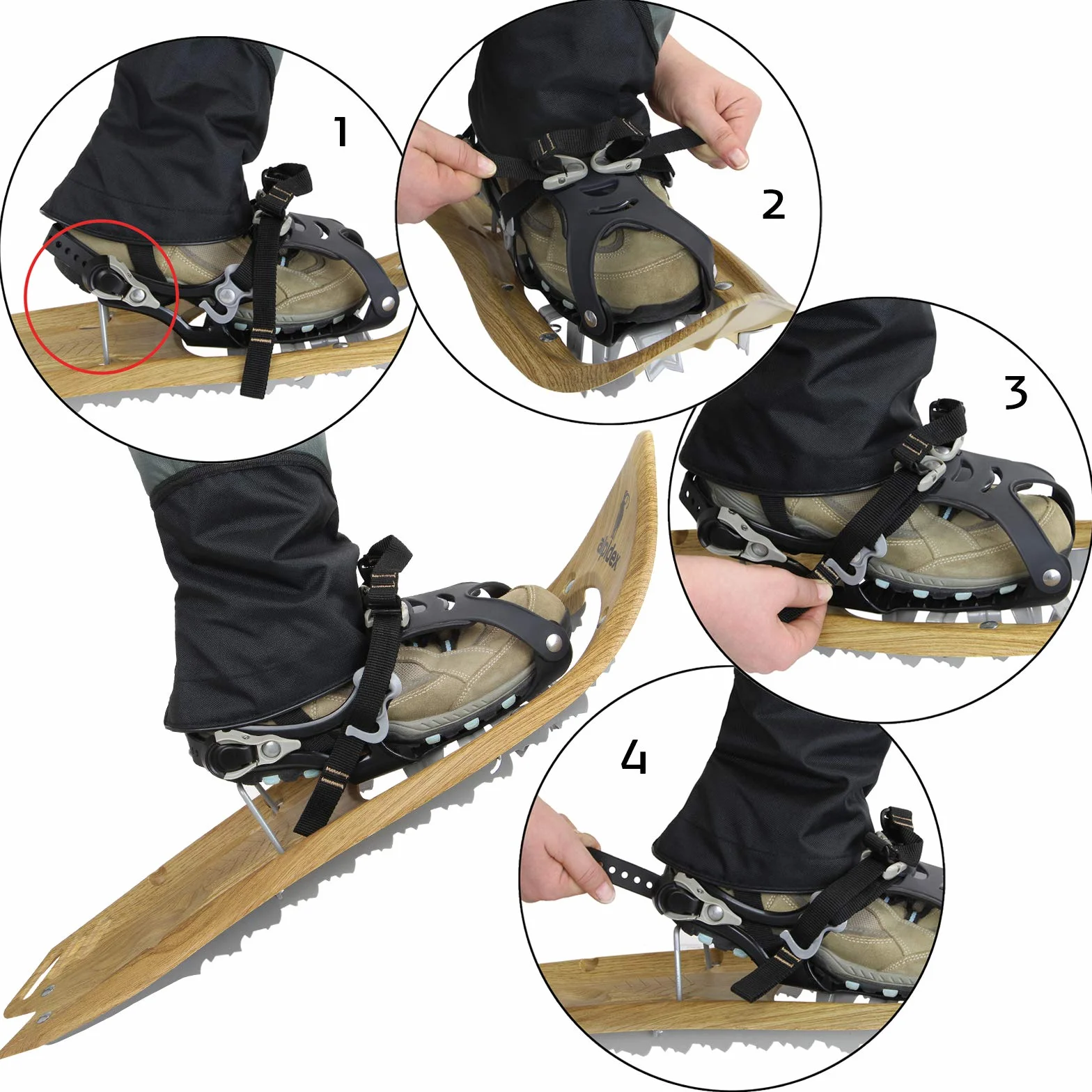 ALPIDEX Raquetas Nieve Estilo Madera Vintage Bolsa Transporte Bastones Carbono
