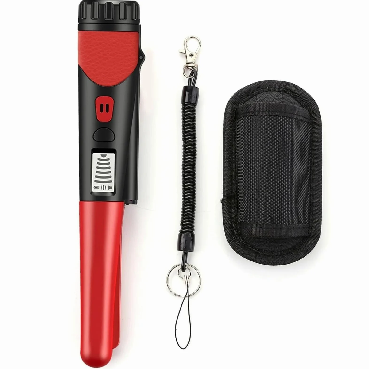 Detector de Metales Mano, Oro Alta sensibilidad, Resistente al Agua, Puntero, localizador Tesoros, sonda con Pantalla LCD para la detección de Oro(Rot)