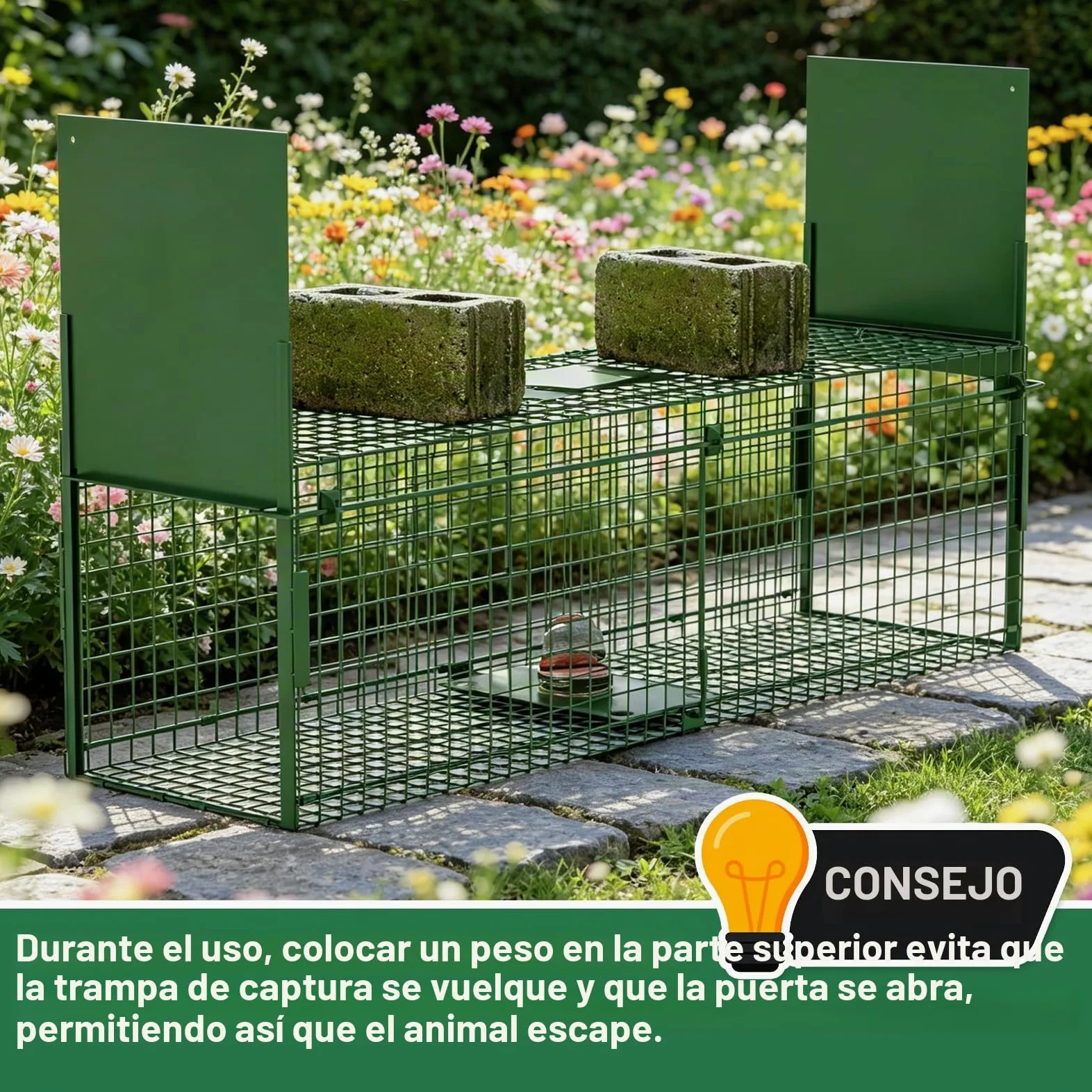 Trampa Animales Vivos 100 X 29 X 31.5 cm Jaula Trampa Gatos Grande Trampa para Gatos