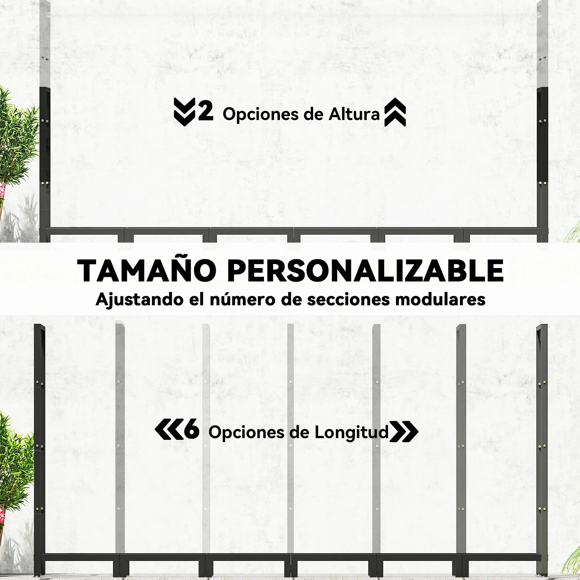 Outsunny Estante de Leña Metálico, 235x31x116 cm, Leñero Exterior con Cubierta Impermeable 600D Oxford, Marco de Acero y Cadenas de Acero, Soporte para Leña de Chimenea, Almacenaje para Madera, Negro