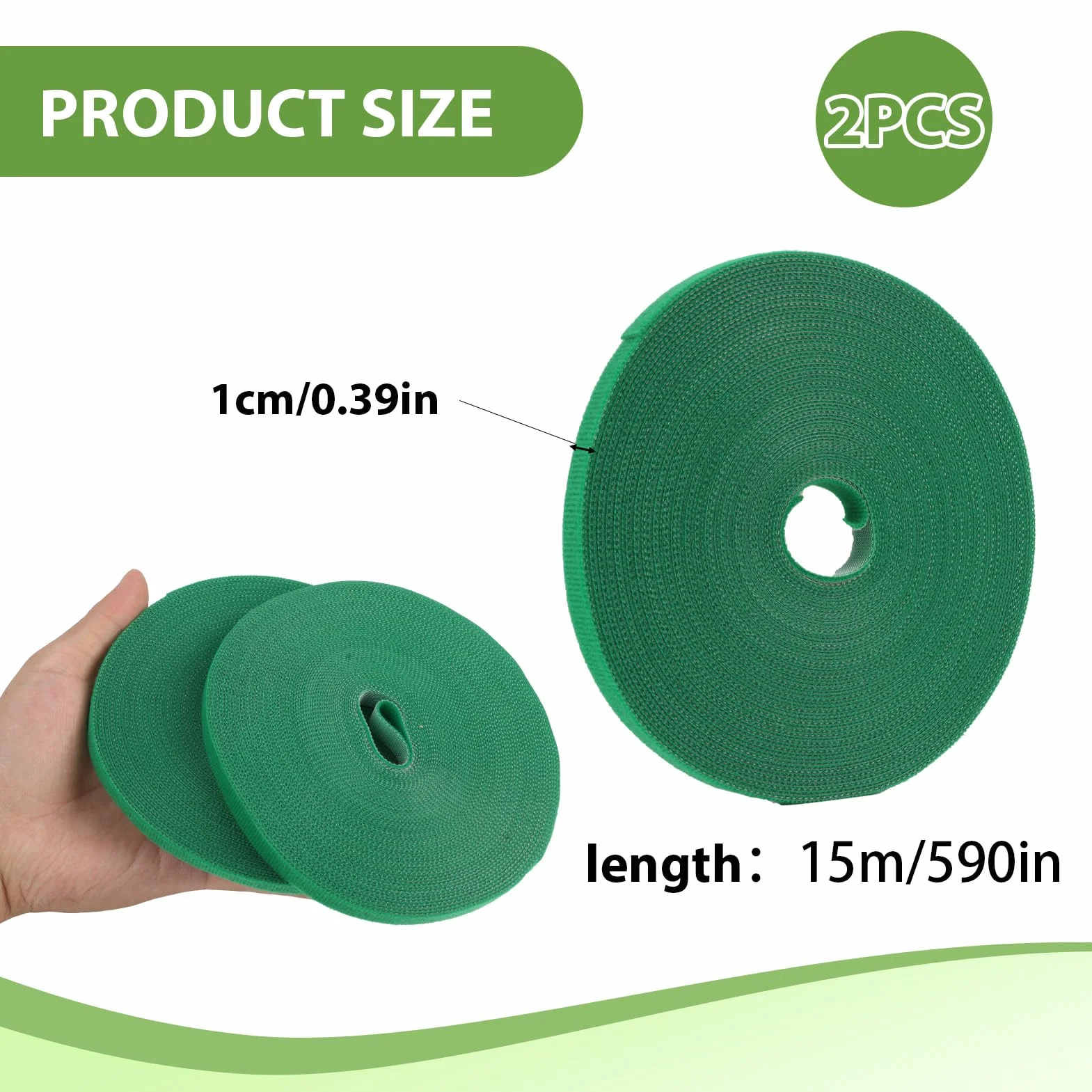 2PCS 15 m 15m Brida para Plantas Cinta,10mm Cinta para Plantas autoadhesiva,Cinta para Plantas de Exterior Reutilizable,Ideal para Fijación Planta Corbatas Cinta,Jardinería Cinta,Frutas y Flores