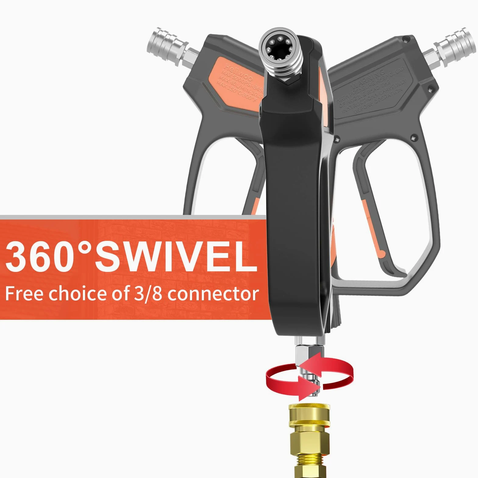 Pistola de lavado a presión, 5000 PSI/10.5 GPM con enchufe giratorio de 3/8 pulgadas y accesorios M22-14mm/15mm, 5 puntas de boquilla, adecuada para la mayoría de lavadoras a presión