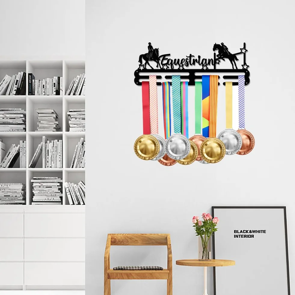 SUPERDANT Medal Hanger Display Rack Horse Stars Sports Trophy Holder Awards Ribbon Display