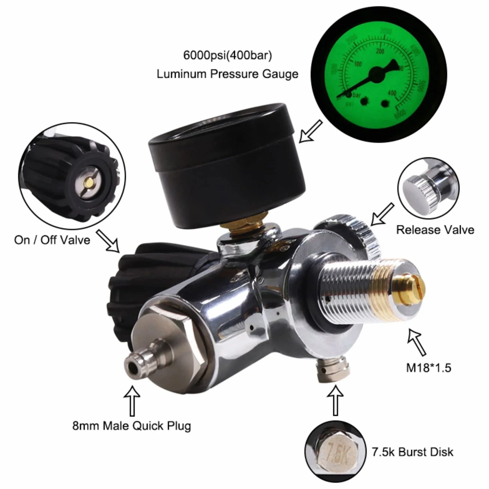 TUXING Tanque de Aire de Fibra de Carbono 4500psi 6.8L para PCP Paintball Buceo Scuba