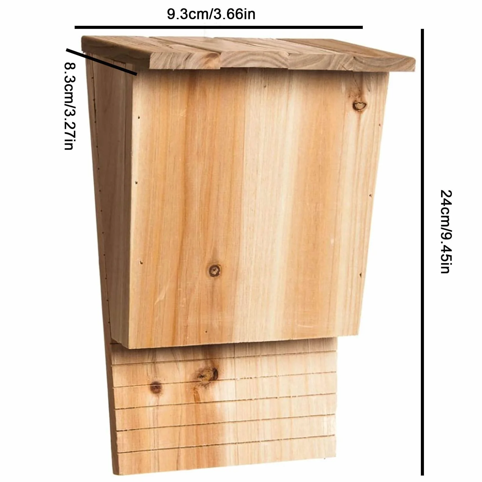murciélago madera para exteriores – Caja murciélago colgante, cobertizo madera natural para murciélago con techo, caja murciélago casero casa refugio nido murciélago, 24 x 8,3