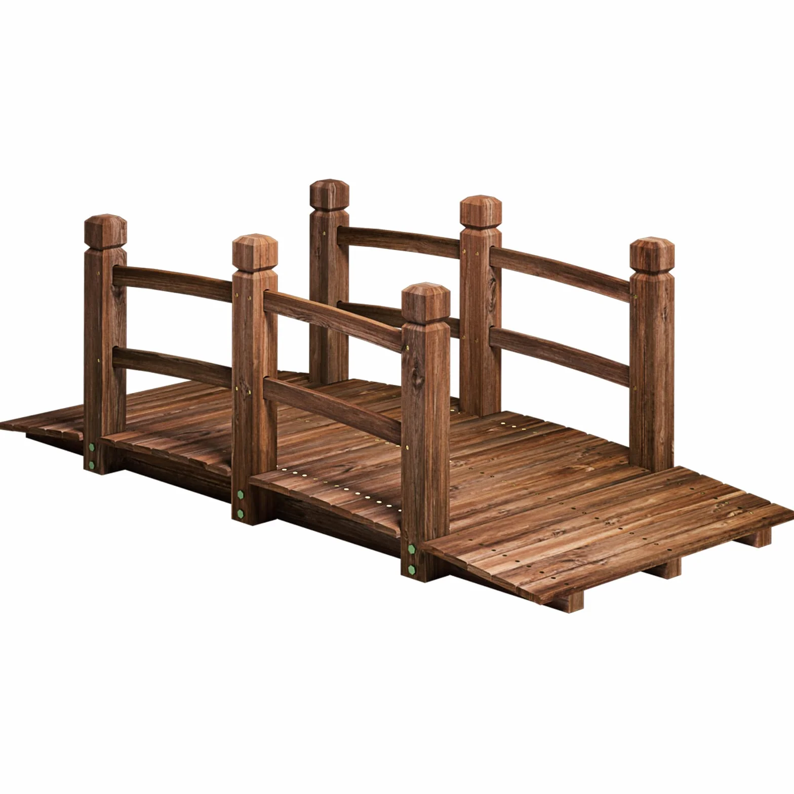 GIANTEX - Puente de jardín de madera carbonizada para estanque, decoración exterior, 150 x 67 x 55 cm, carga máxima 100 kg (marrón)