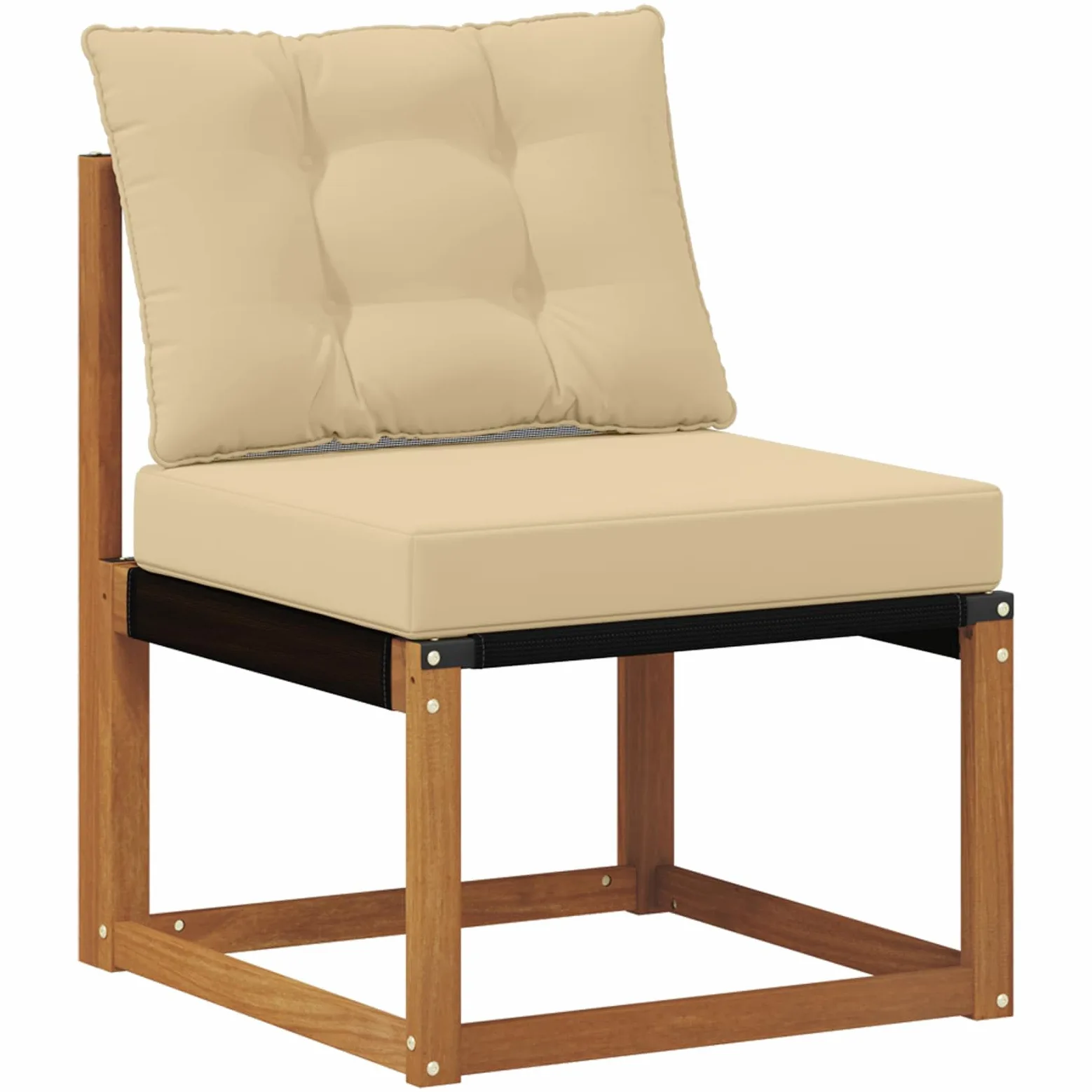 Juego de 6 sofás de exterior natural y beige de madera maciza de acacia con textileno para jardín, terraza y zona de piscina con cómodos cojines y fundas extraíbles
