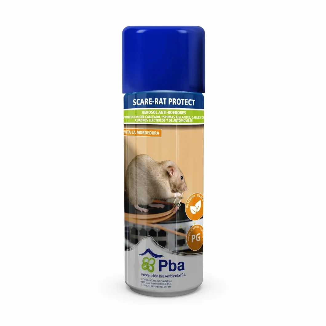 Spray ahuyentador Repelente de Ratas y Ratones para Coche Anti mordeduras de roedores para la protección de Cables eléctricos Cuadro eléctricos automoviles aislantes Aerosol 1X500ml Scare Rat