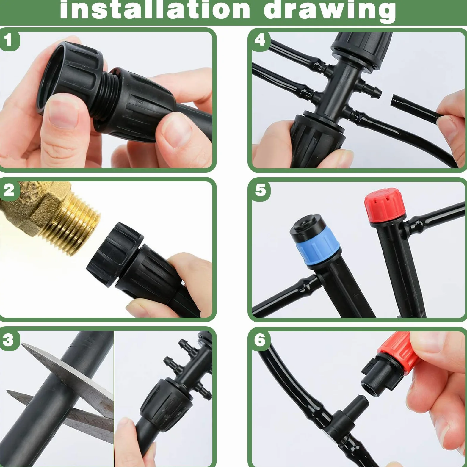 Sistema de riego por goteo de 200 pies + 40 pies, sistema de riego de jardín con tubo principal de 8/11 mm, tubo de riego de distribución de 4/7 mm y accesorios, sistema de riego para jardín,