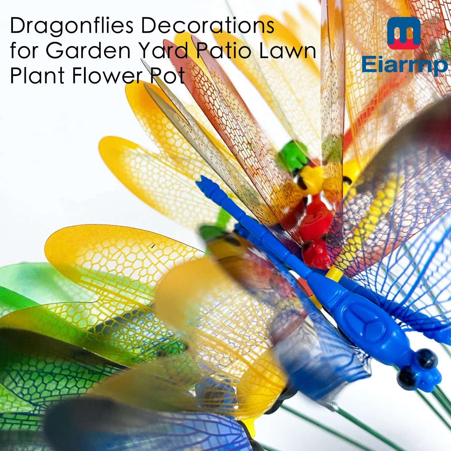 Estacas decorativas 3D de libélula para jardín, decoración de jardín para patio, césped, plantas, macetas, 12 piezas