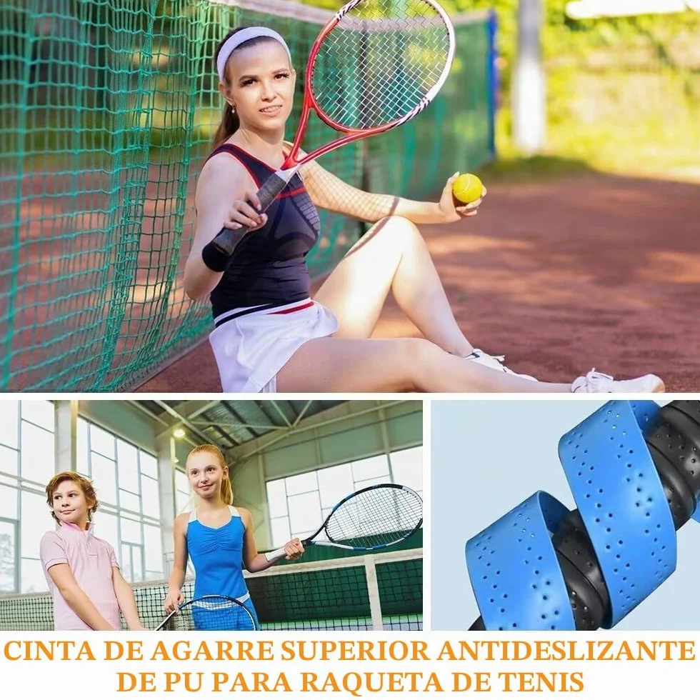 6 Bandas de Agarre para Raquetas de Tenis, Bádminton, Squash, Cinta Autoadhesiva Antideslizante