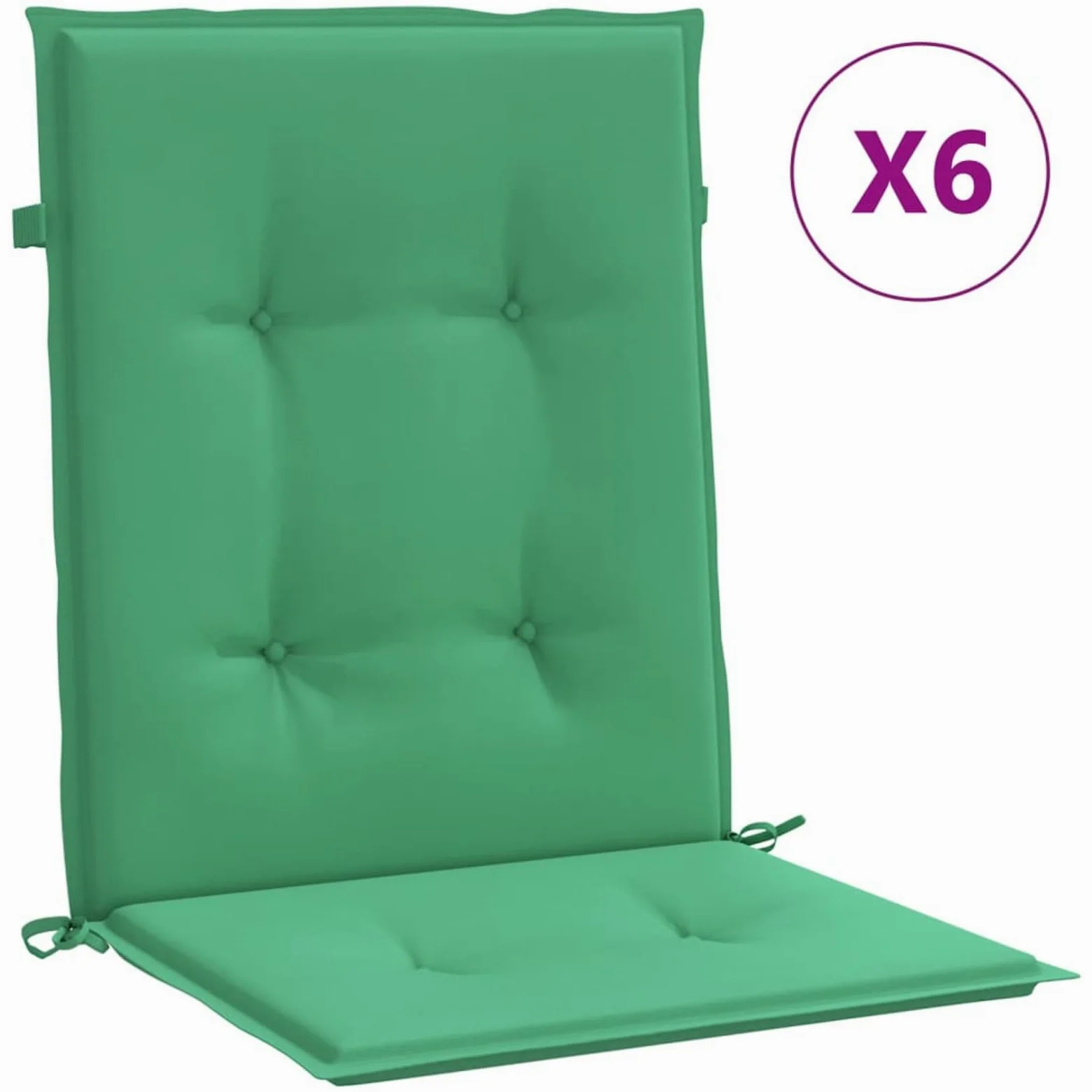 Cojín Silla jardín Respaldo bajo 6 uds Tela Oxford Verde, Cojines para Butacas De Jardin, Cojines Sillas Cocina, Cojines para Sillas De Terraza, Cojin Silla Exterior