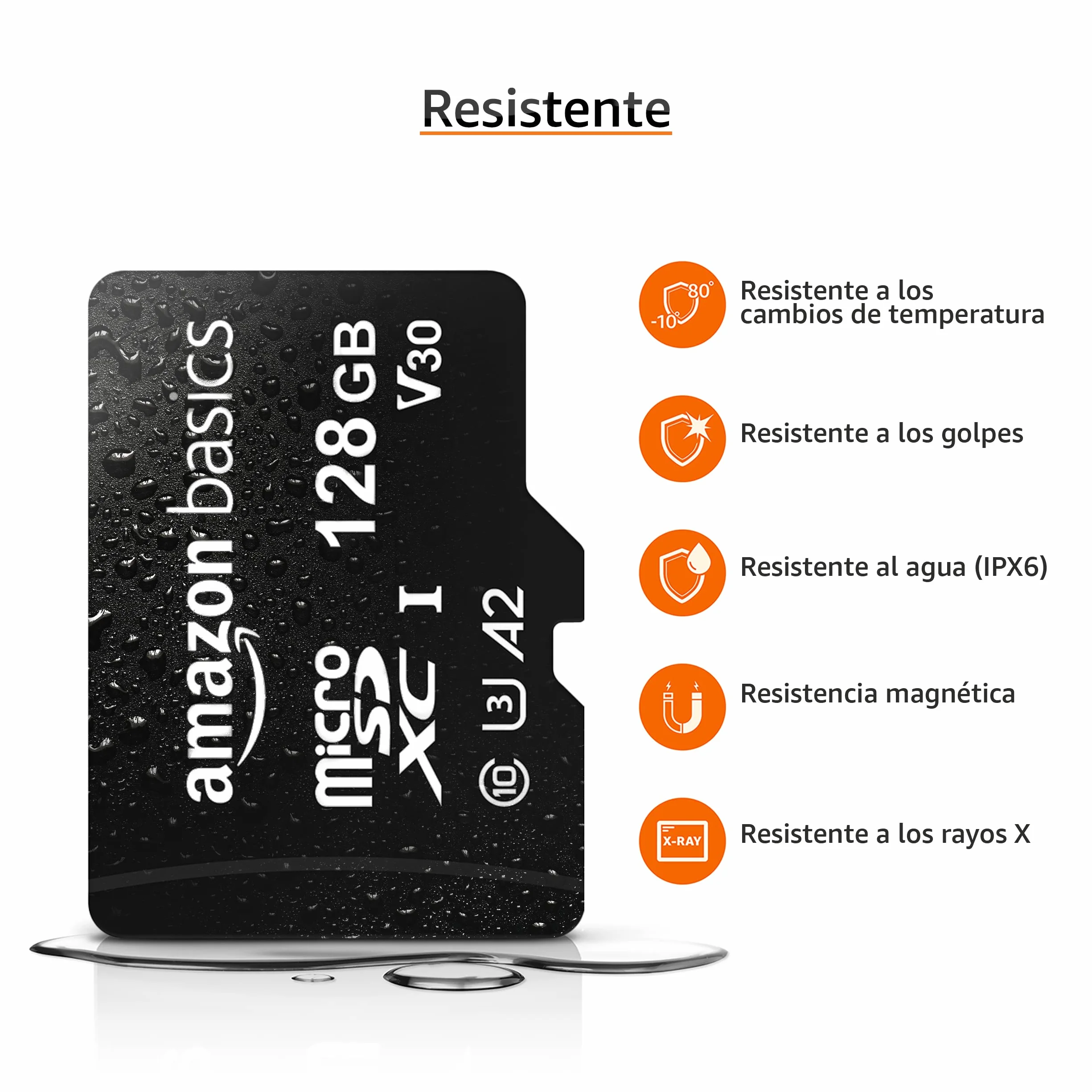 Amazon Basics Tarjeta de memoria microSDXC 128 GB A2 U3 con adaptador