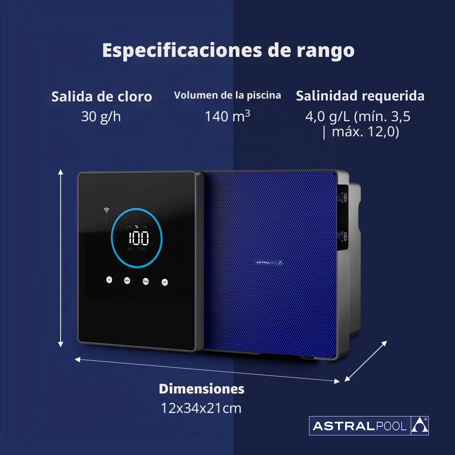 Clear Connect 30 Escalable - Clorador Salino para Piscinas Sin Químicos - Electrólisis de Sal - Astralpool
