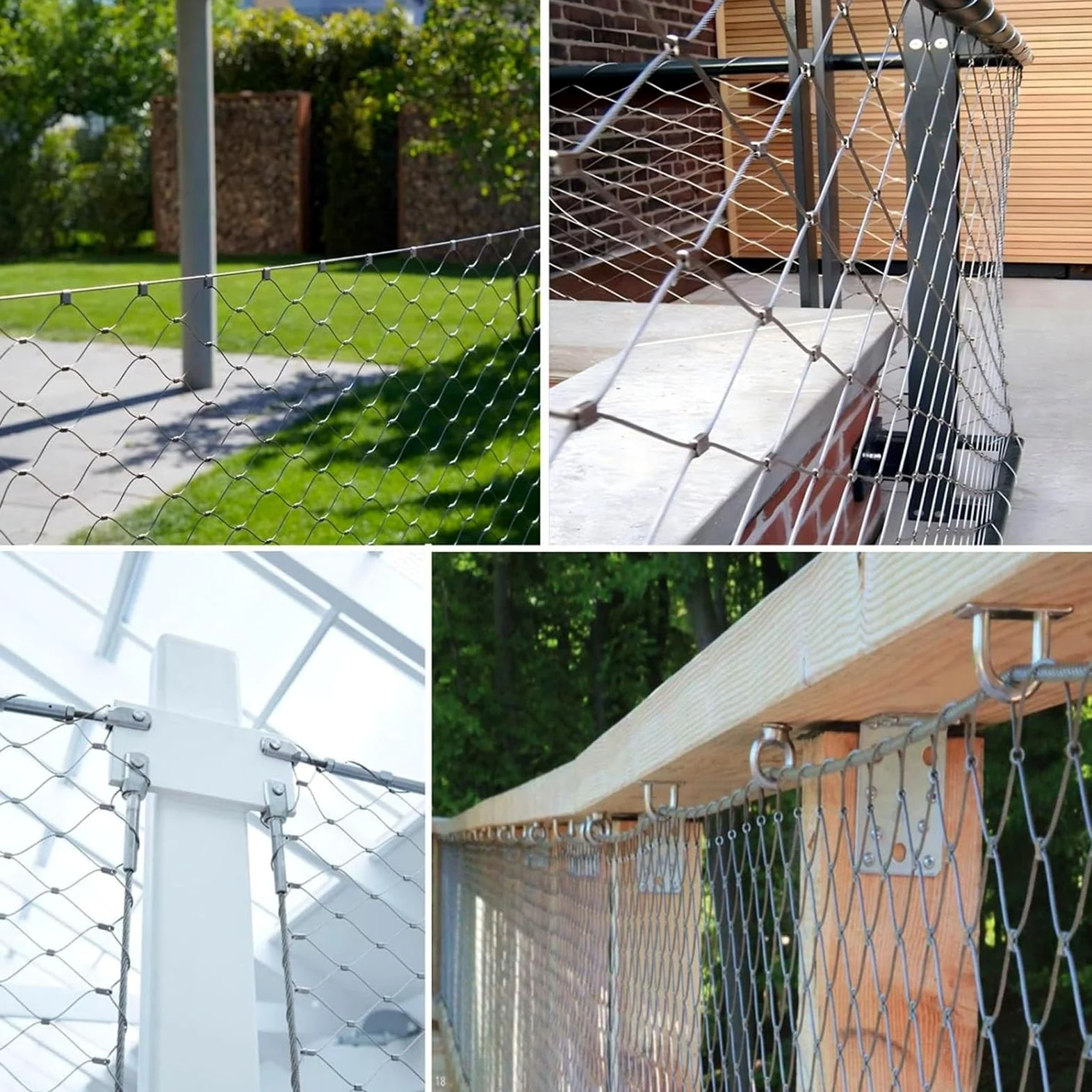 Malla de alambre de acero inoxidable 304 para malla de balaustrada de cable flexible, valla extensible duradera para protección contra caídas de balcón, escalera