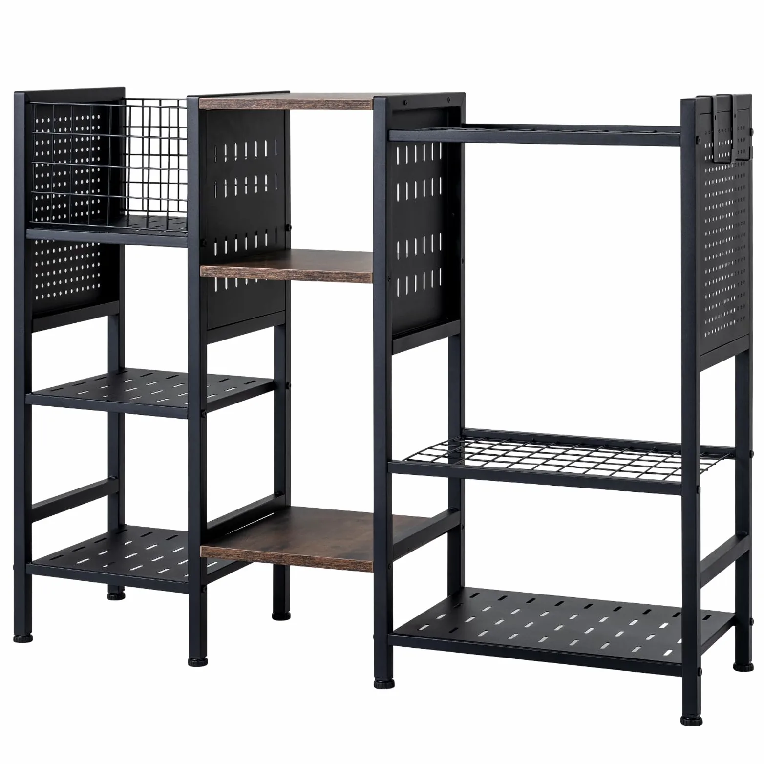 COSTWAY Organizador Herramientas de Jardín, 66 Ranuras, 100 x 29 x 80 cm | Estantería de Metal, Paneles Perforados, Ganchos, Soporte para Herramientas para Garaje, Taller, Escobas de Mango Largo