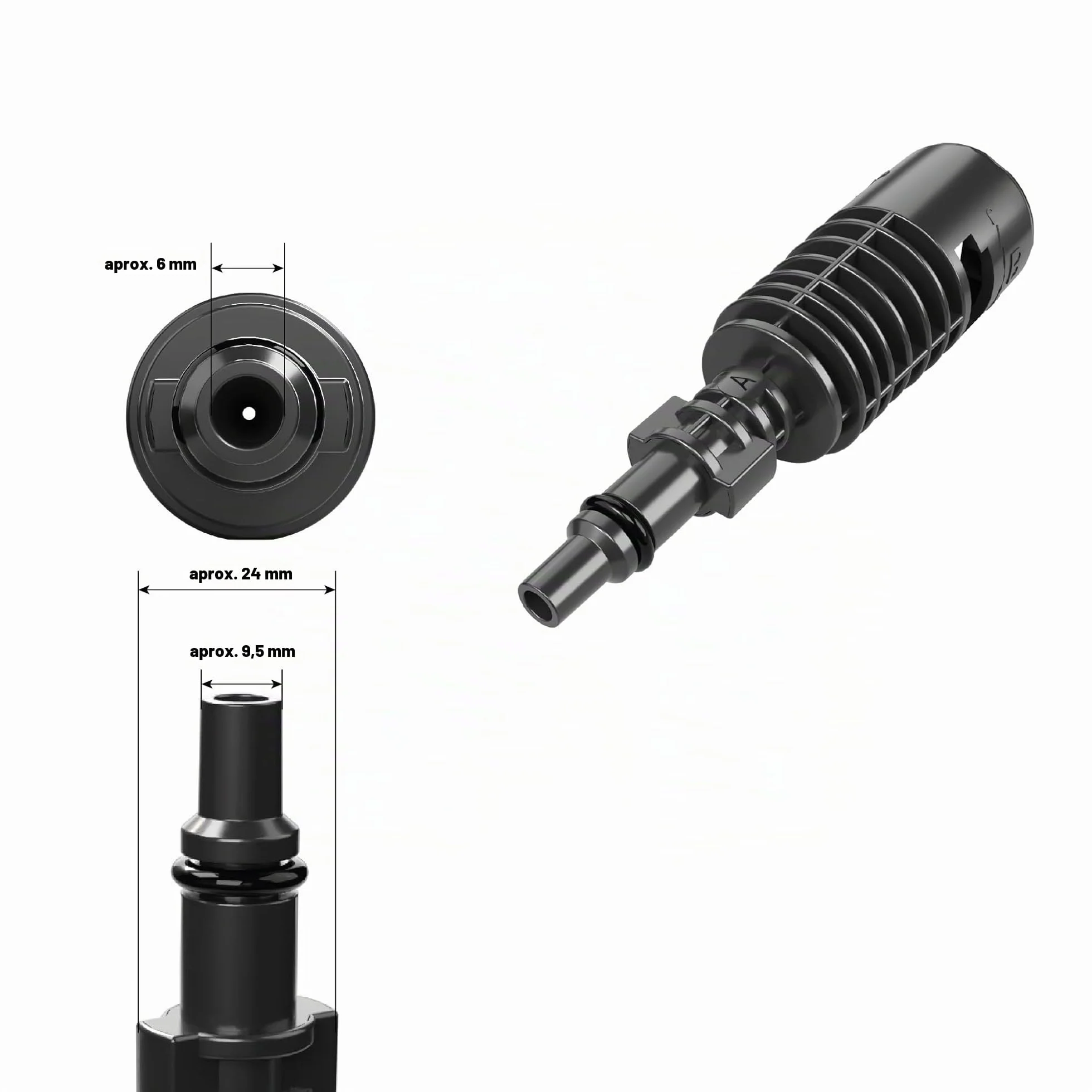 Adaptador para Parkside Lidl PHD 100 A1 B2 C2 D2 E3 y PHD 150 A1 B2 C2 D3 apto por ejemplo para accesorios Kärcher (para dimensiones ver imágenes)