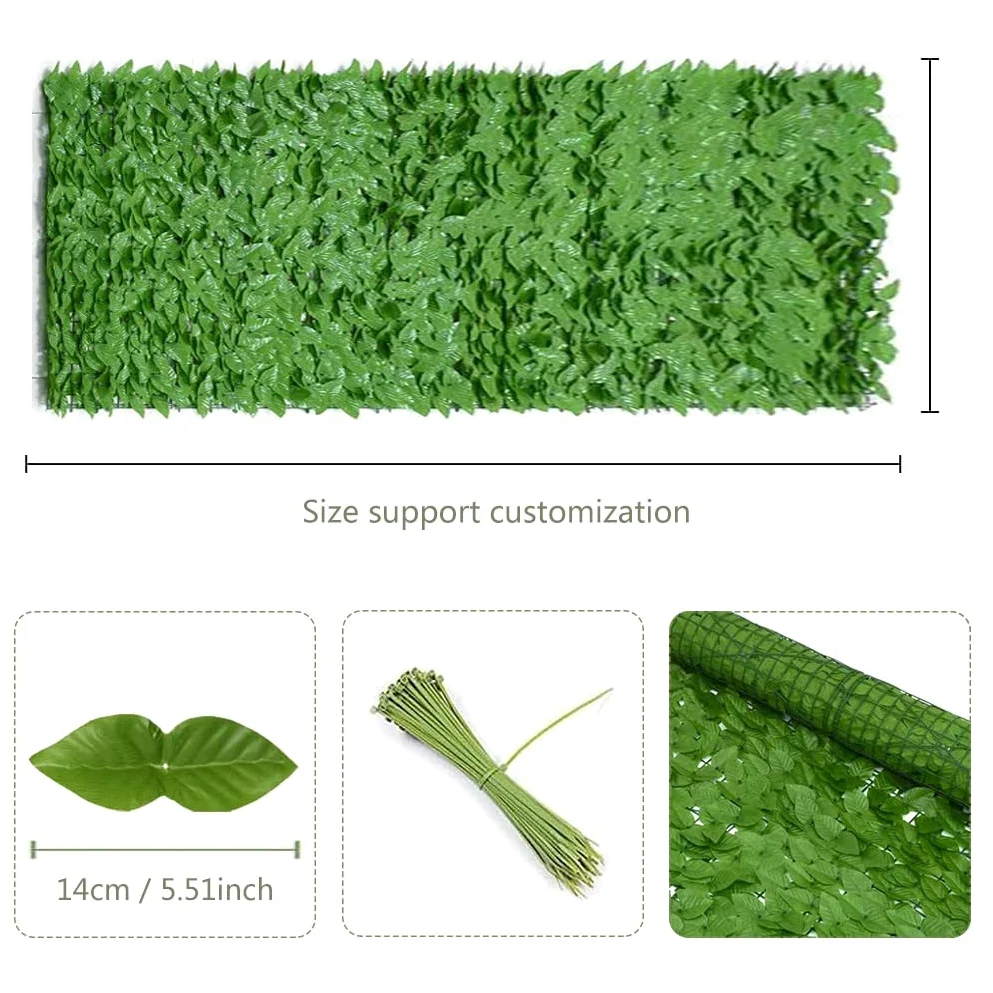 Hojas de Artificial para Jardín Seto Artificial Valla de cobertura artificial Pantalla de hoja verde Planta Fondo decorativo de pared para valla de jardín al aire libre Patio trasero e interior Deco
