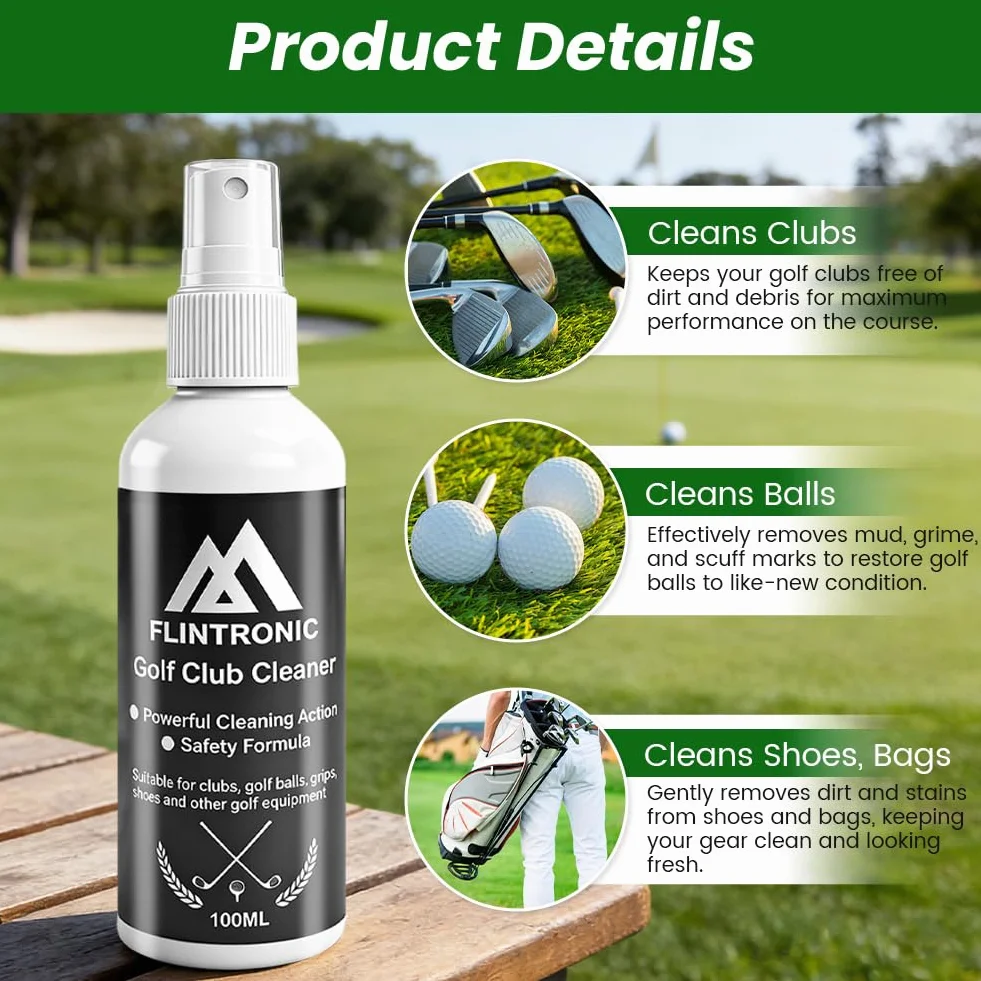 flintronic Accesorios de Golf, Limpiador Cepillo de Palos Toalla, Kit de Limpieza
