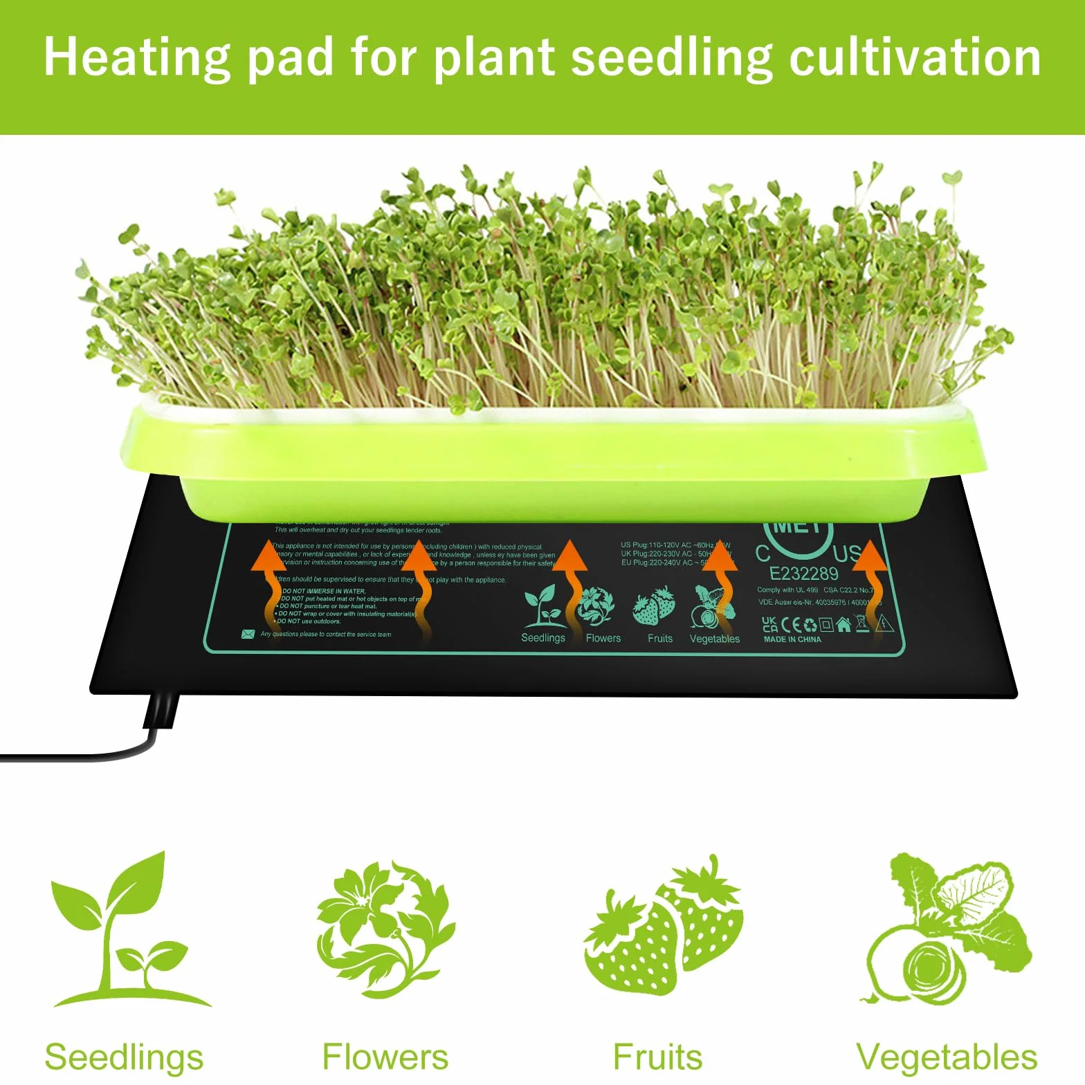 Esterilla calefactora para plantas con termostato, estera térmica con termostato, estera térmica digital para invernadero, estera térmica para plántulas, germinación de plantas, crecimiento de