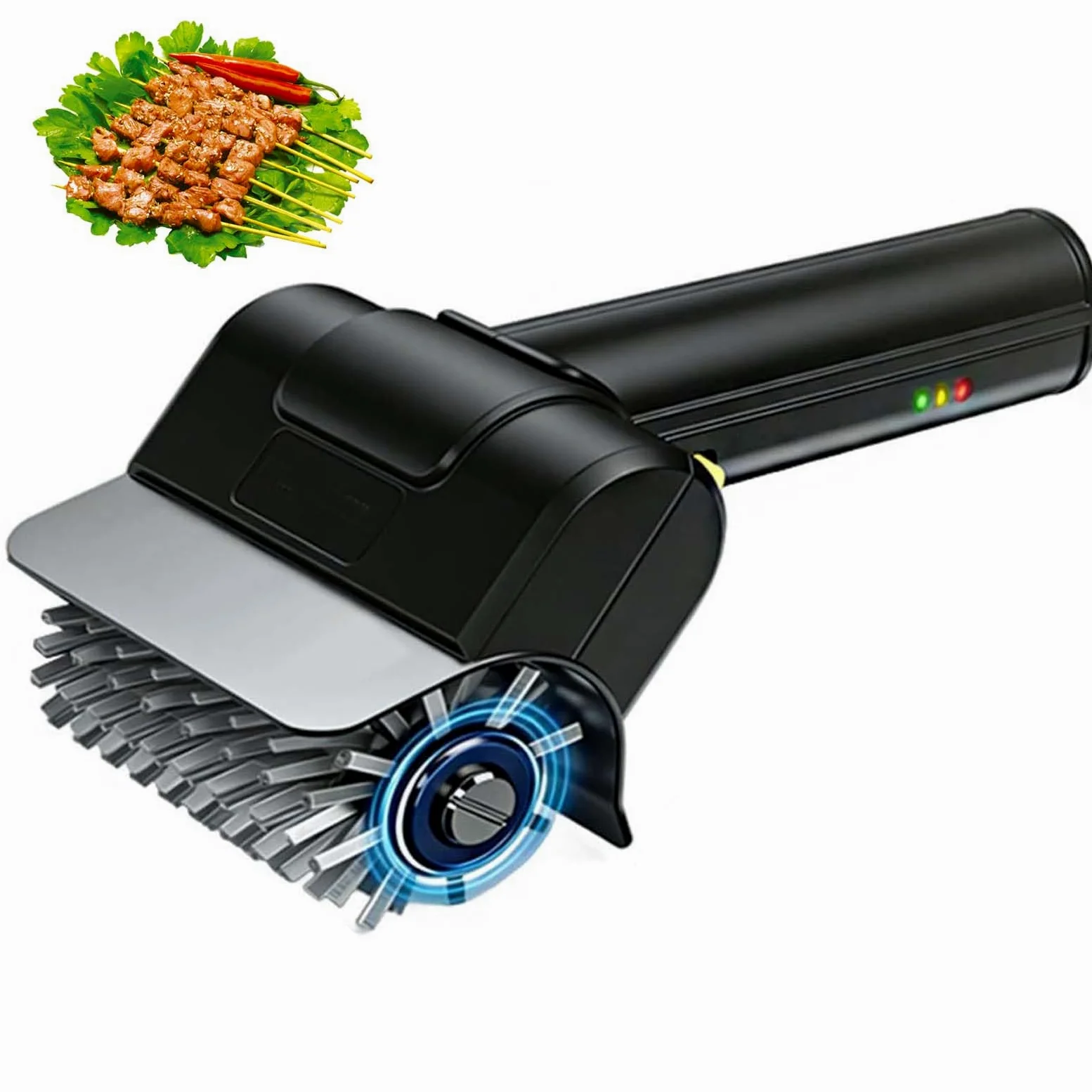 Cepillo eléctrico para parrilla, limpiador inalámbrico para barbacoa con tiempo de funcionamiento de 90 minutos y mango ergonómico, herramienta de limpieza de 1100 RPM para parrillas, ahumadores