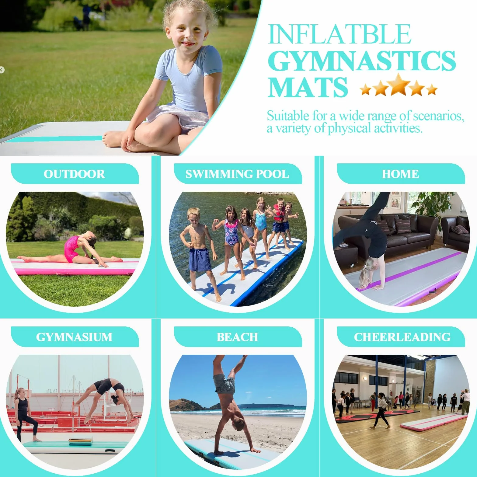Airspot Air Track Matte Air Roll Gymnastik Tumbling Estera de gimnasia con bomba