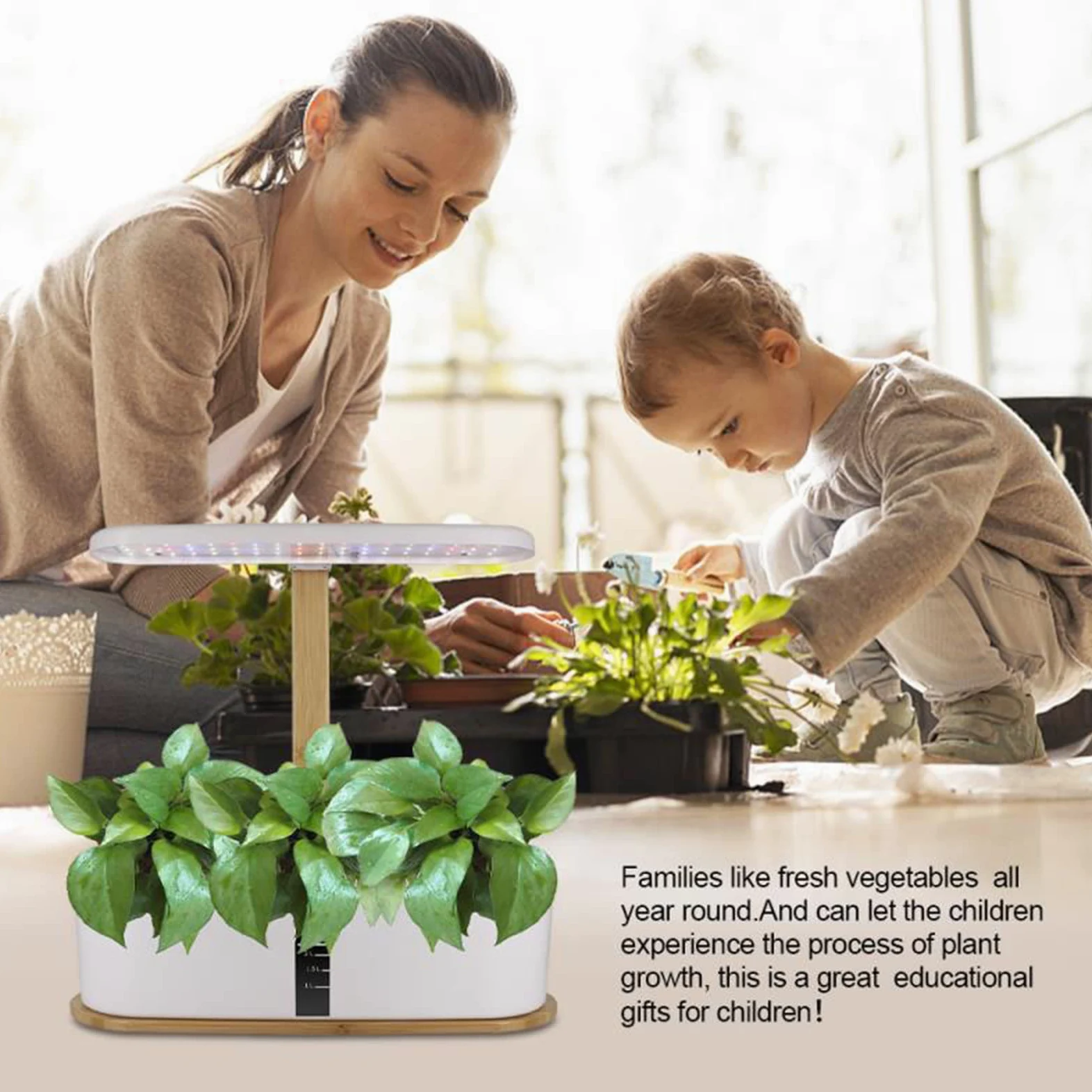 RoseFlower Sistema de Cultivo Hidropónico, Smart Garden, Kit de Cultivo Interior con Luz de Crecimiento LED de Espectro Completo de autorriego, Altura Ajustable - huerto Interior (Blanco)