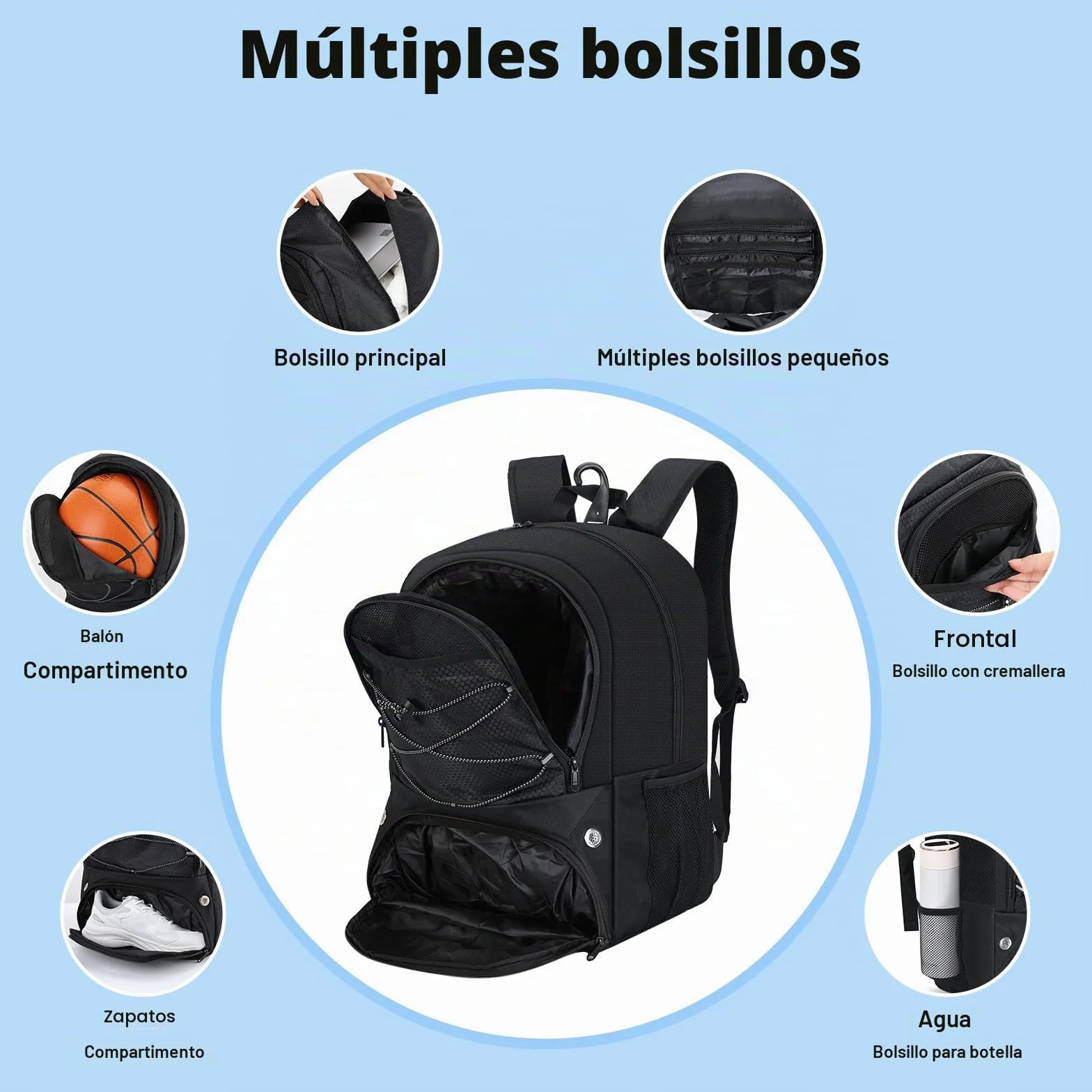 MoKo Mochila de Baloncesto con Compartimentos Separados para Pelotas y Zapatos