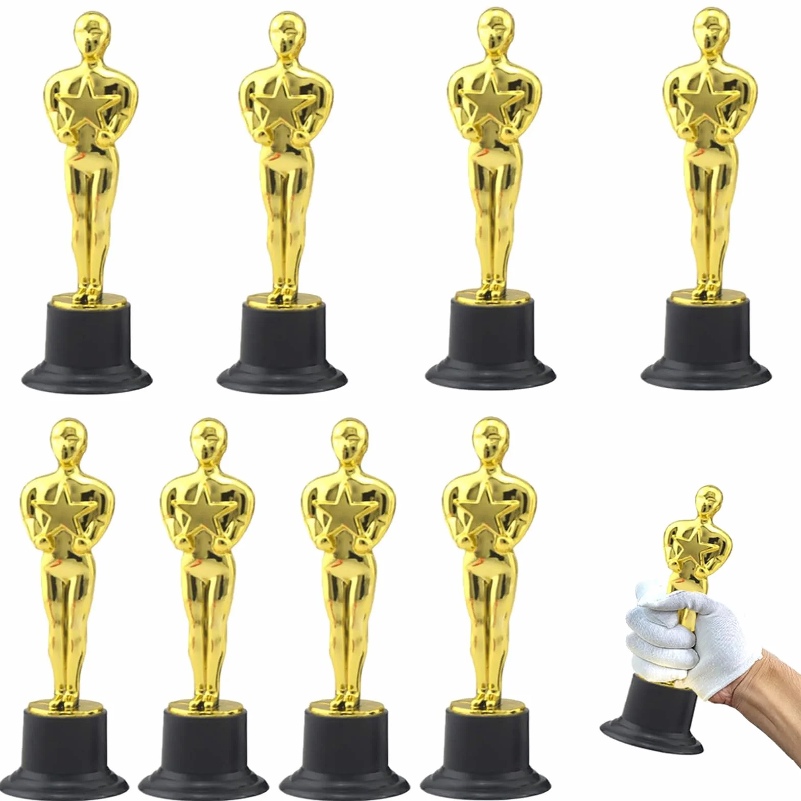 Trofeo de Oro Estatuas Plástico 8 Piezas 15 cm para Ceremonia de Premios Fiesta Deportiva