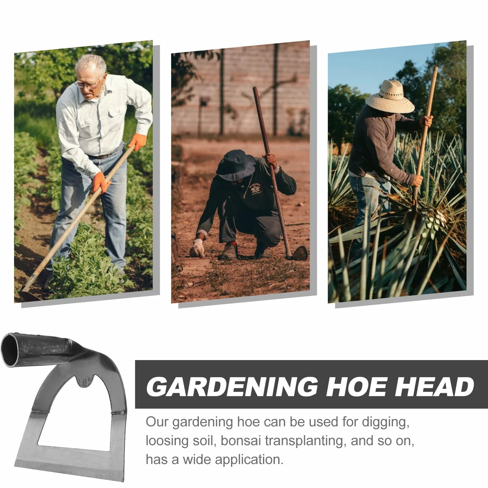 OSALADI Azada Hueca De Jardín De Acero Inoxidable 8.4 Pulgadas Herramienta De Mano Para Deshierbar Aflojar Suelo Y Cultivar En Huertos Y Jardines
