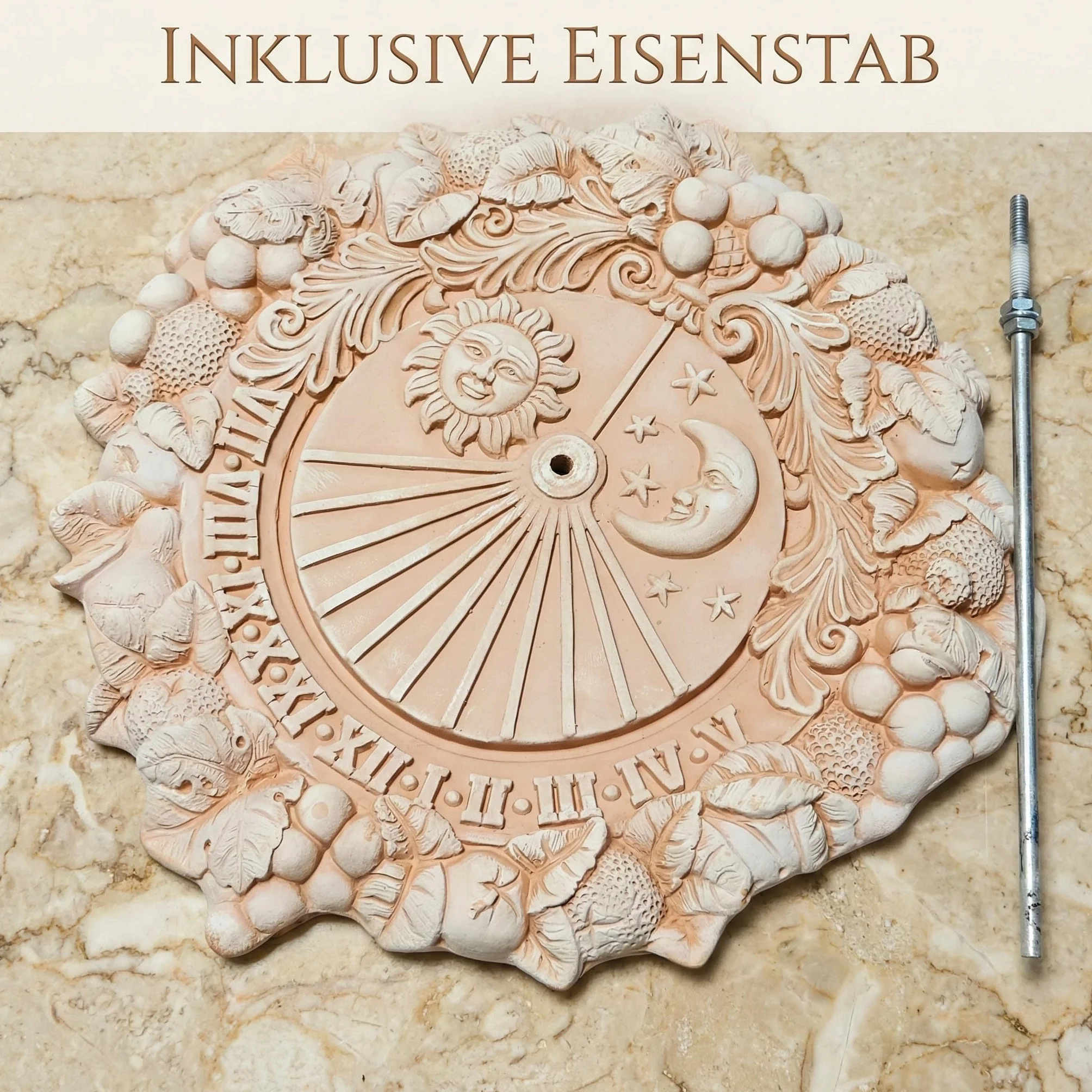 Teramico Cuadros de pared italianos y relojes de sol de Italia - absolutamente resistentes a las heladas y detallados - ideales para embellecer el jardín y la terraza