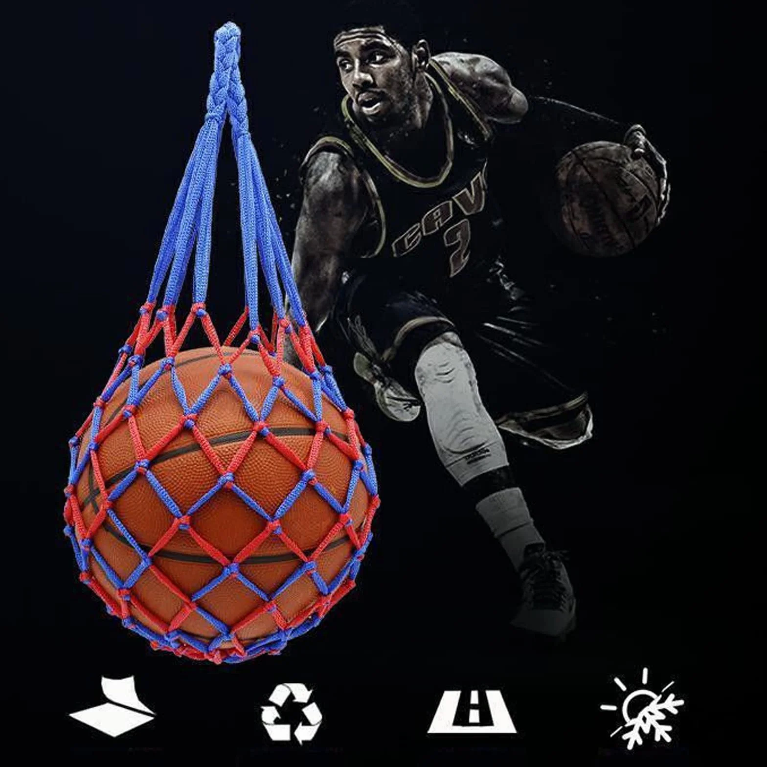 Red portátil para pelotas de fútbol, juego de 2 con bolsa y cordón
