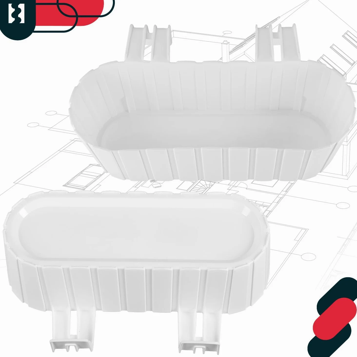 KOTARBAU® 6 uds Jardinera Balcón - Jardineras Exterior - PVC - 40 x 15 x 15 cm - Blanco - Maceta - Macetero Rectangular - Ligero - con Soporte para Barandilla - Decoración Exterior