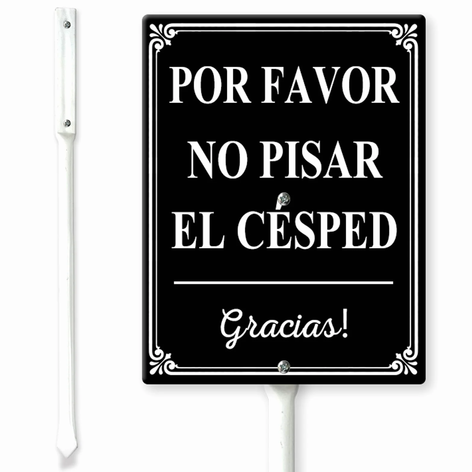 Por Favor No Pisar El Cesped (Por Favor No Pisar El Césped) Letrero de patio con estacas de 17,5 x 22 cm, letreros de aluminio resistente para patio, sin óxido, bilingüe Stay Off Garss en