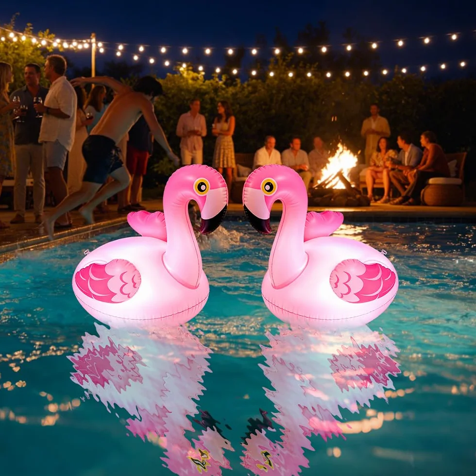 2 luces solares flotantes para piscina, flamencos, flotantes, IP68, resistentes al agua, para piscina, estanque, jardín, césped