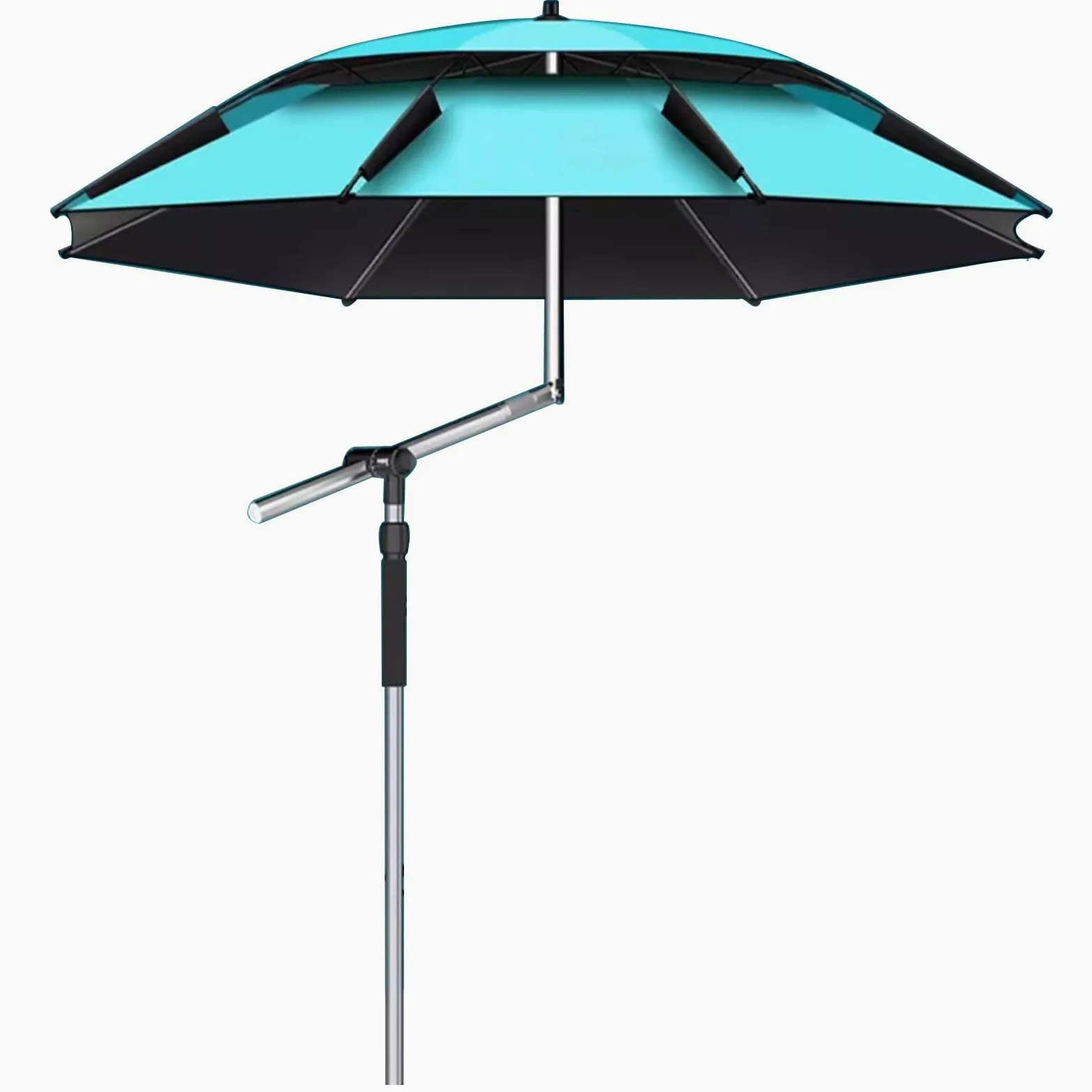 Sombrilla de Playa Antiviento, Sombrilla de Terraza Exterior con Brazo Robótico Ajustable, UPF50+ Parasol para Pesca y Camping al Aire Libre