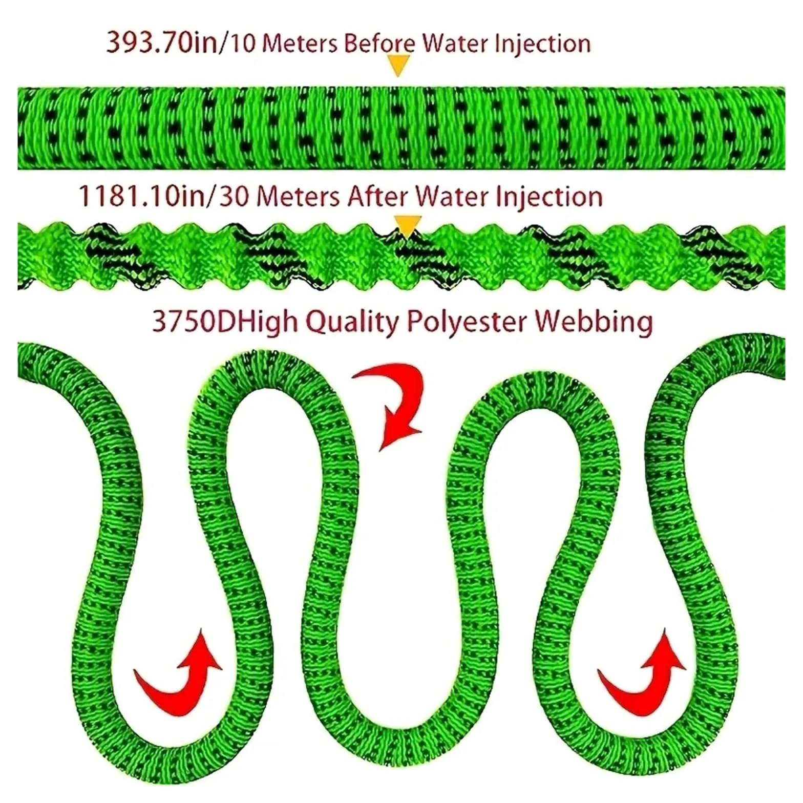 Manguera de jardín ligera extensible Manguera de riego de jardín, manguera de agua flexible mágica for lavado de autos a alta presión, herramientas de limpieza de riego(50ft)