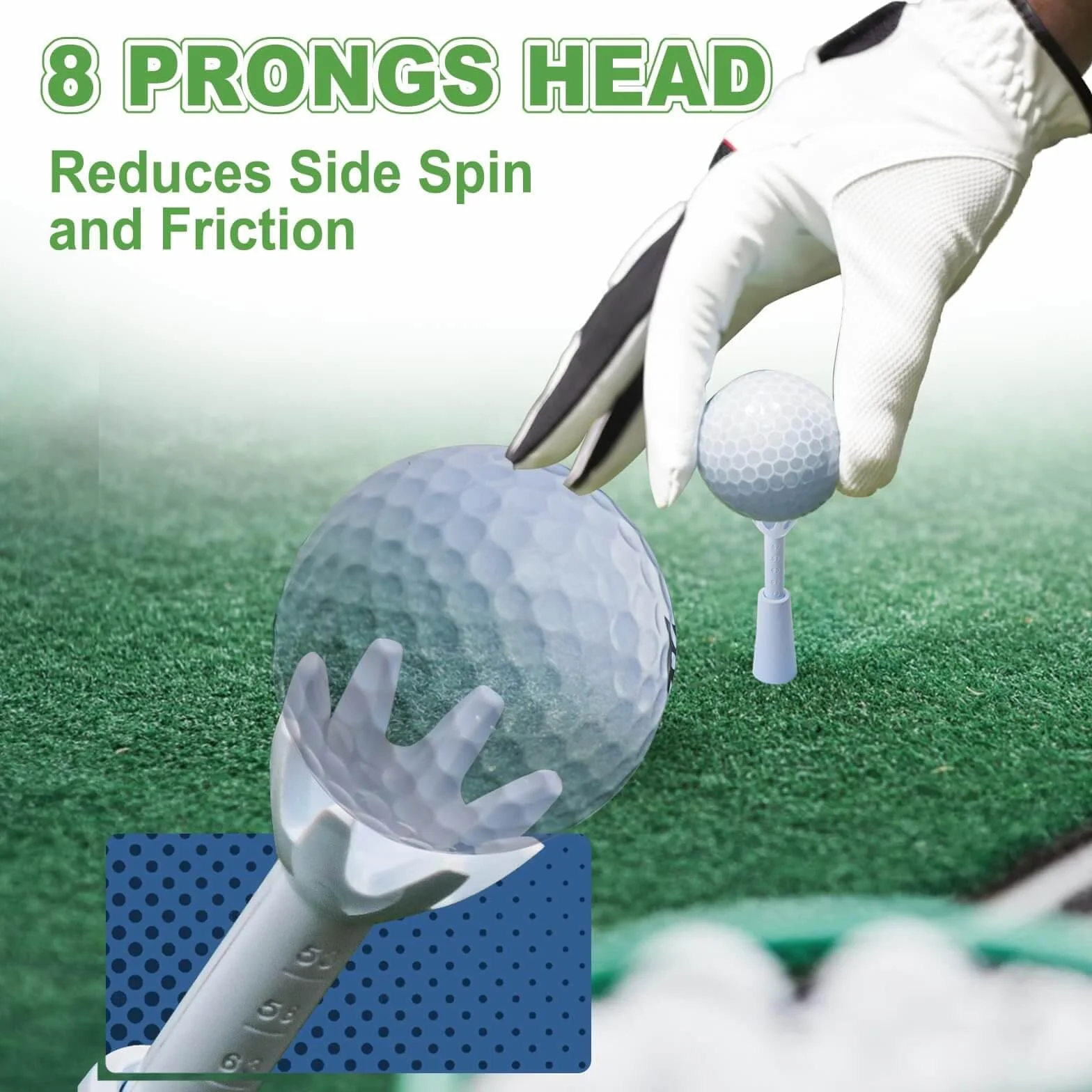 Juego de 3 tees de golf ajustables de goma para esteras, Driving Range y Golf Simulator