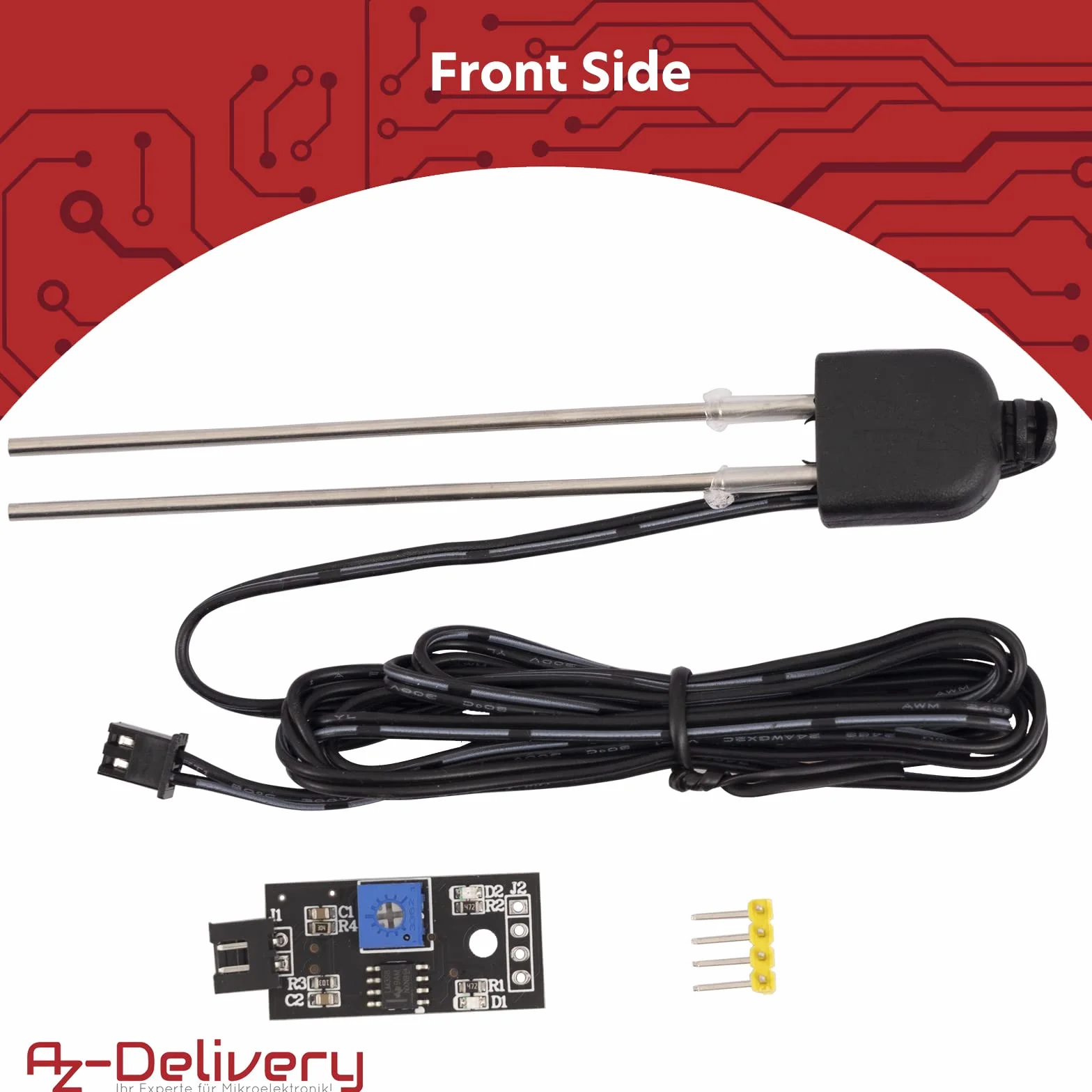 AZDelivery 3 Sensores de Humedad del Suelo con Sonda Anticorrosión para Plantas, Compatible con Arduino y Raspberry Pi, Ideal para Riego Automático
