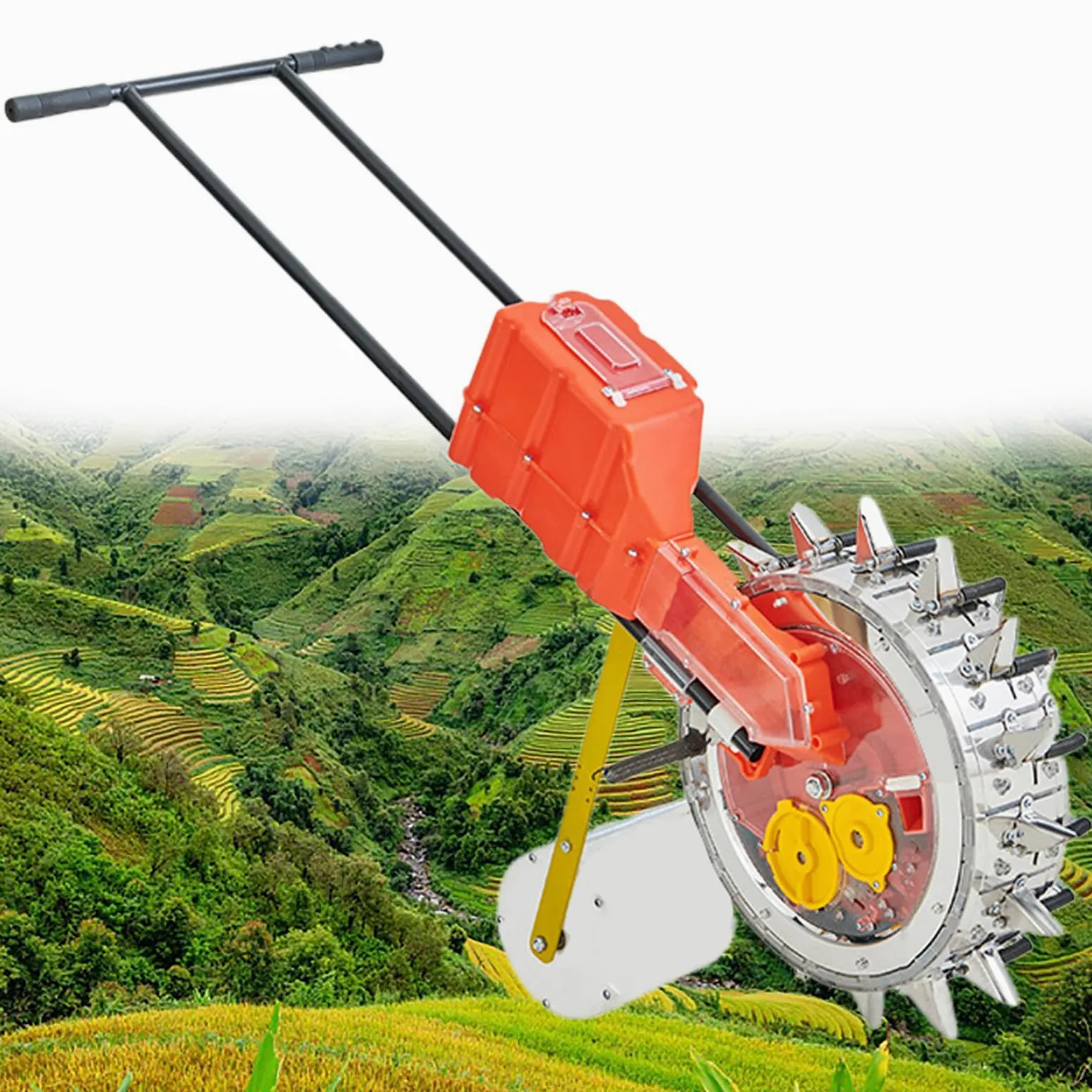 Sembradora Manual de Mano, Sembradora Manual de Precisión de 16 Picos para Sembradora de Frijol de Maíz y Maní, Profundidad de Siembra de 2,7 Pulgadas, Espacio de Siembra de 8 Pulgadas