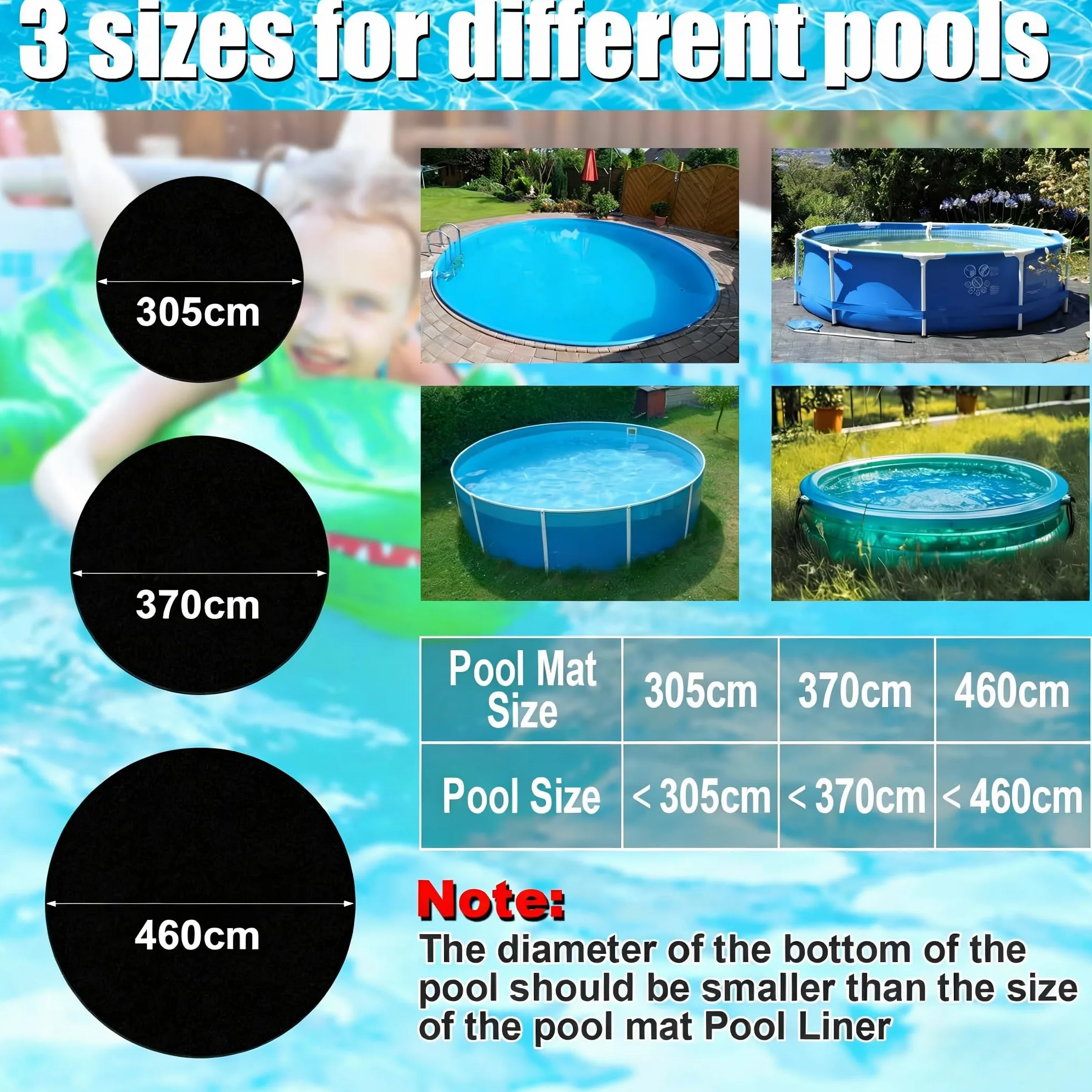 Base de Piscina Redonda 460 cm Antideslizante Resistente al Desgaste Protector Suelo