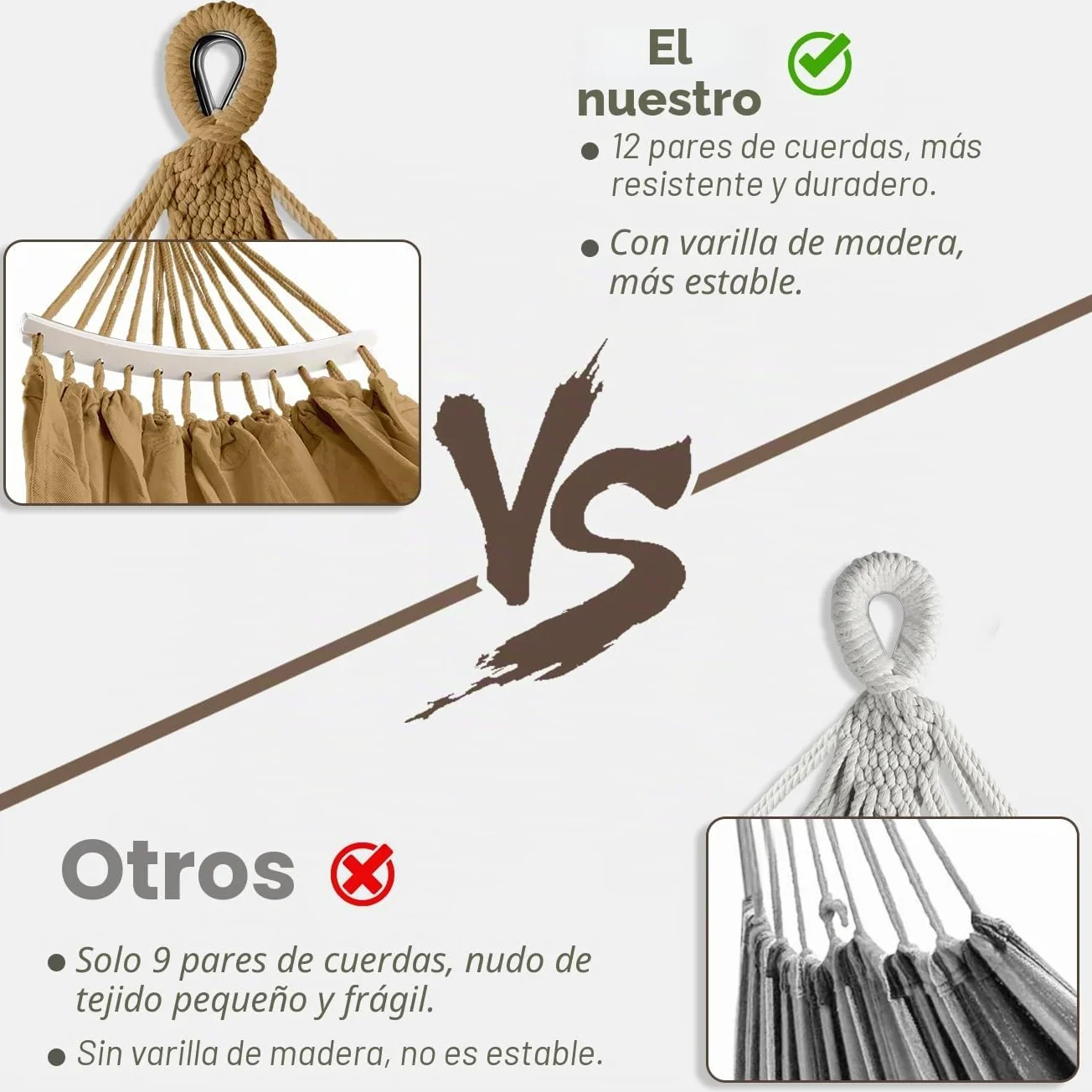 MOSFiATA Hamaca Jardin Boho, Hamaca Colgante con Flecos und Travesaño, Hamacas Tela Cómoda & Fácil de Montar, Capacidad de Carga de 250 kg