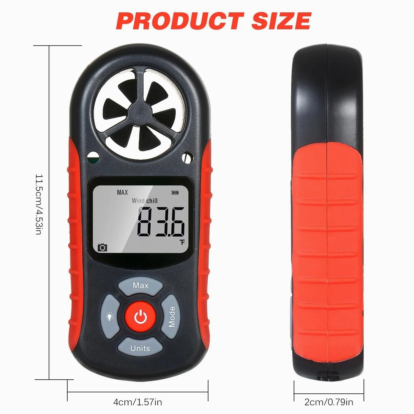 Anemómetro digital, Anemómetro Digital 8 En 1, Medidor De Velocidad Del Viento Mano Para Medir La Temperatura Y El Frío Con Pantalla LCD Retroiluminada