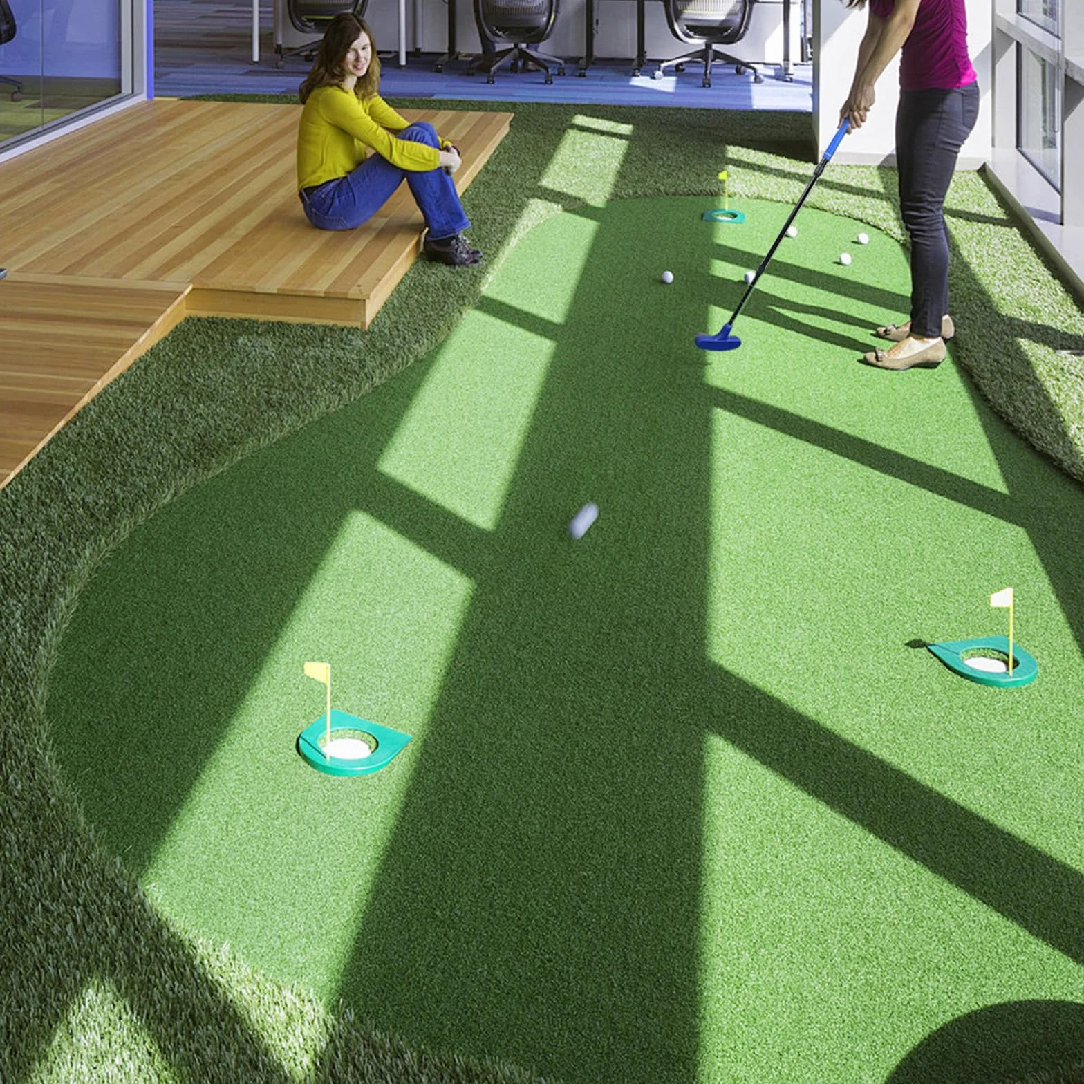Juego de putter de golf ajustable ambidiestro rojo y azul para niños y jóvenes