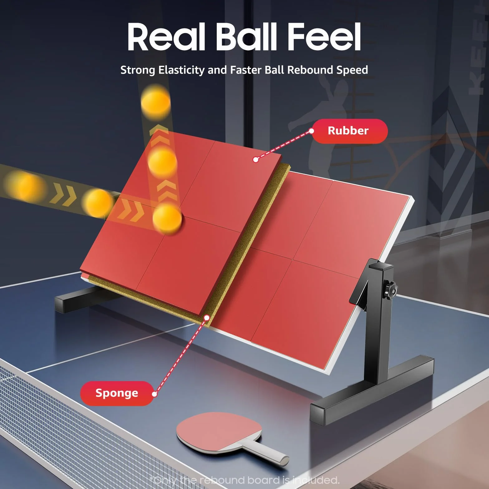 Tabla de rebote de ping pong con 8 gomas rojas, equipo de autoentrenamiento para hogar y gimnasio