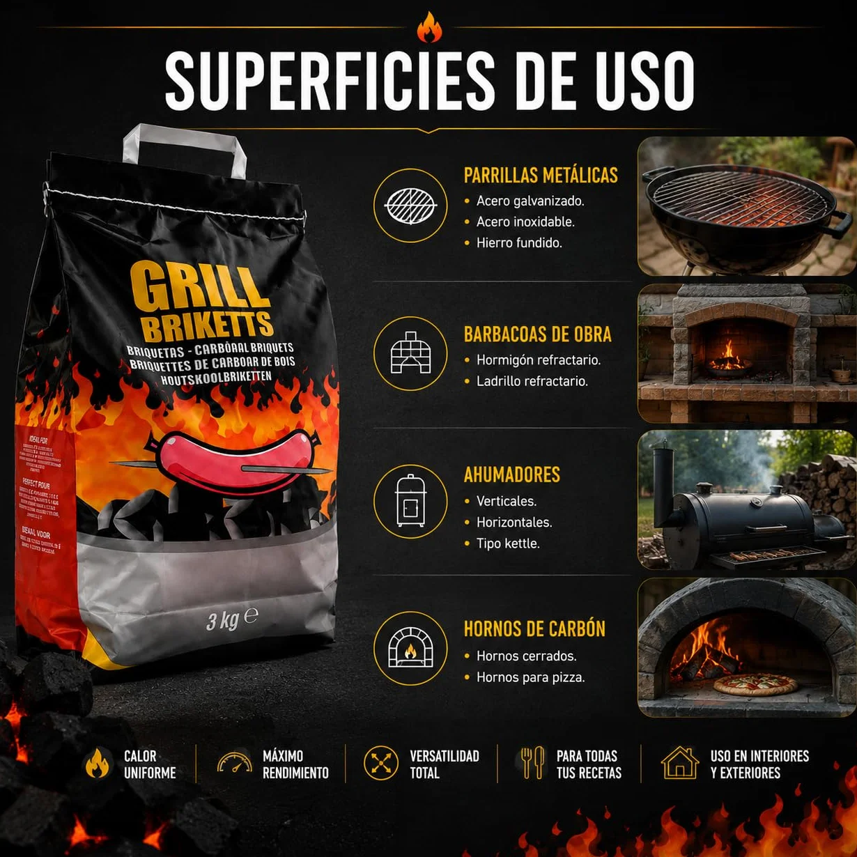 CABLEPELADO Briquetas de Carbón para Barbacoas 3kg, Encendido Rápido, Sin Aditivos, Compatibles con Todo Tipo de Parrillas, 3 Kg | Grill Briketts (2x3 kg)