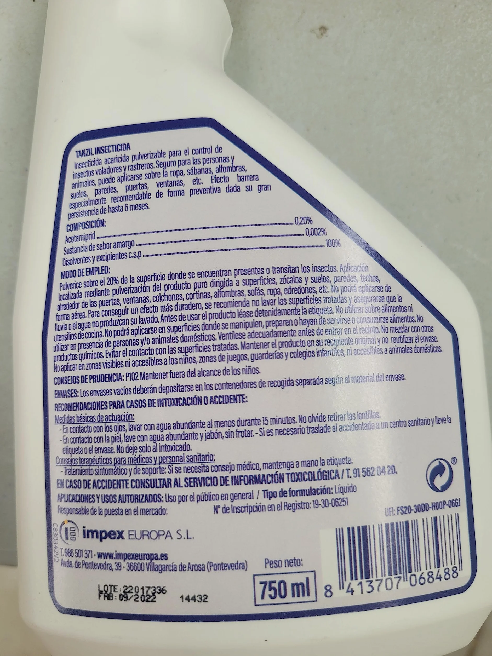 Peyca TANZIL Pack 2 Unidades - Insecticida para acaros del Polvo voladores y Rastreros 750ML, Listo para su Uso