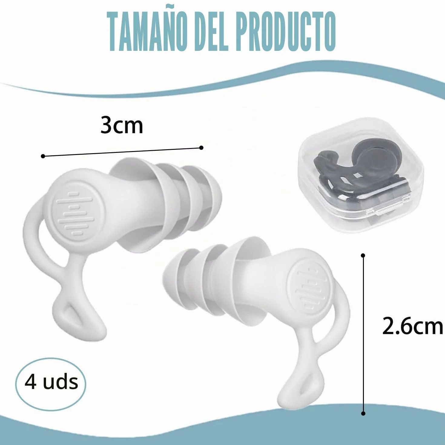 Tapones Oidos Silicona Natacion para Adulto, 2 Pares