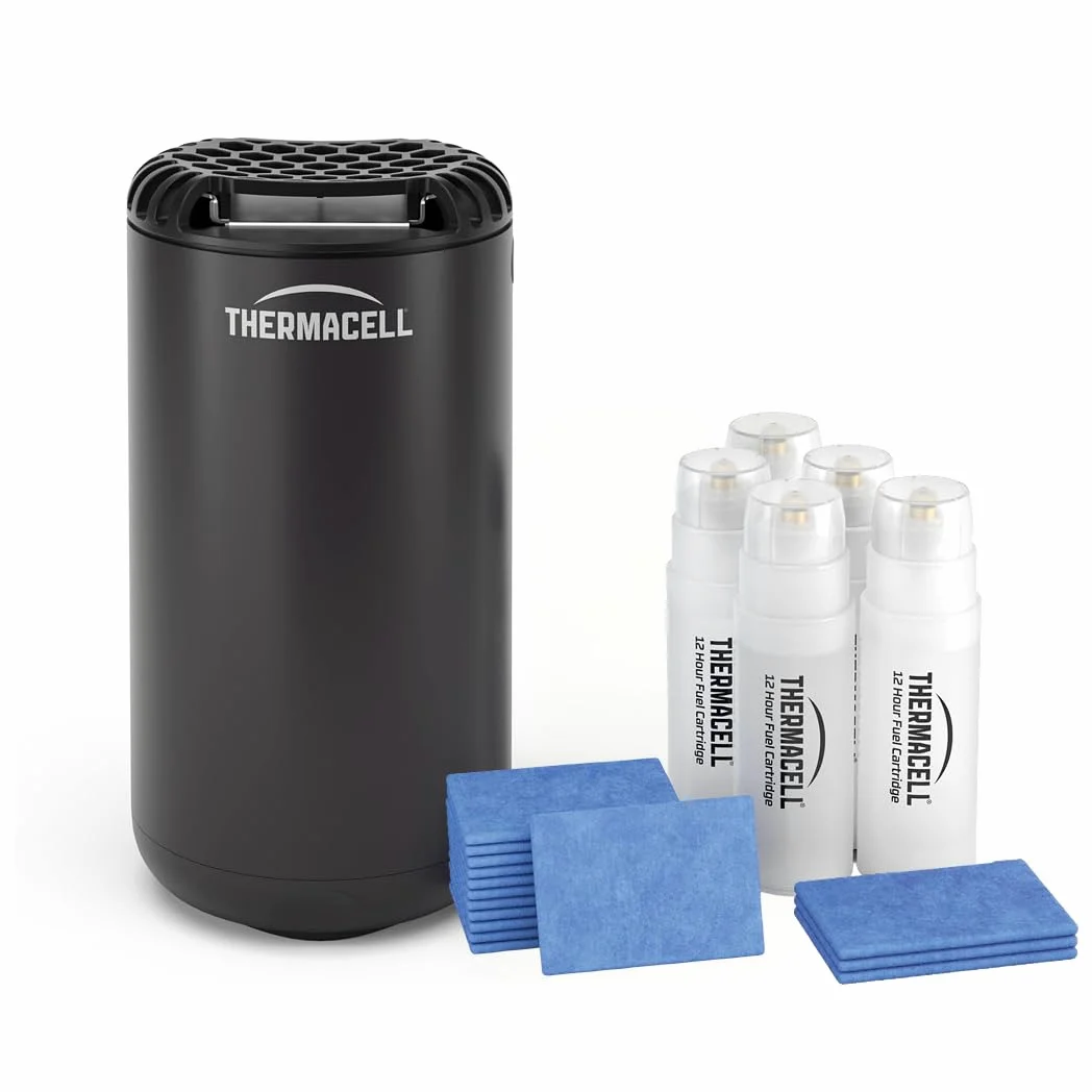 Thermacell Difusor Antimosquitos para Exteriores Negro con Recambios – Protección 20 m², 60 Horas, Sin DEET