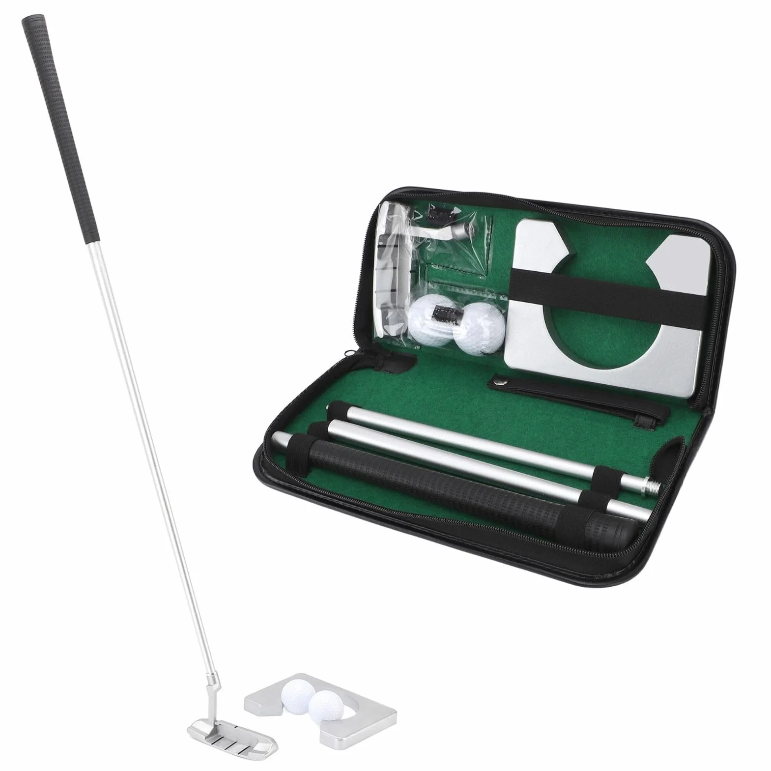 Juego de Golf Aleación de Zinc Aleación de Aluminio con 2 Bolas y Bolsa para Entrenamiento de Putting